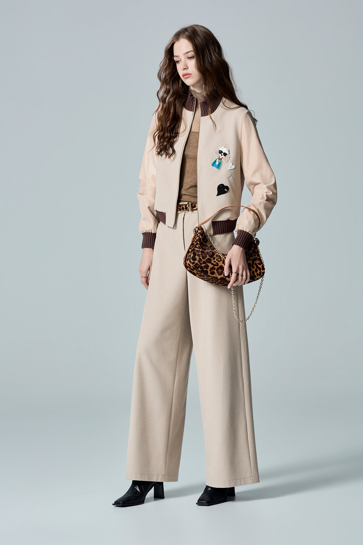 Milk Tea Brown Wide Leg PantsMilk Tea Brown Wide Leg Pants,Culottes,Season (AW) Look,Embroidered,pants,Knitted