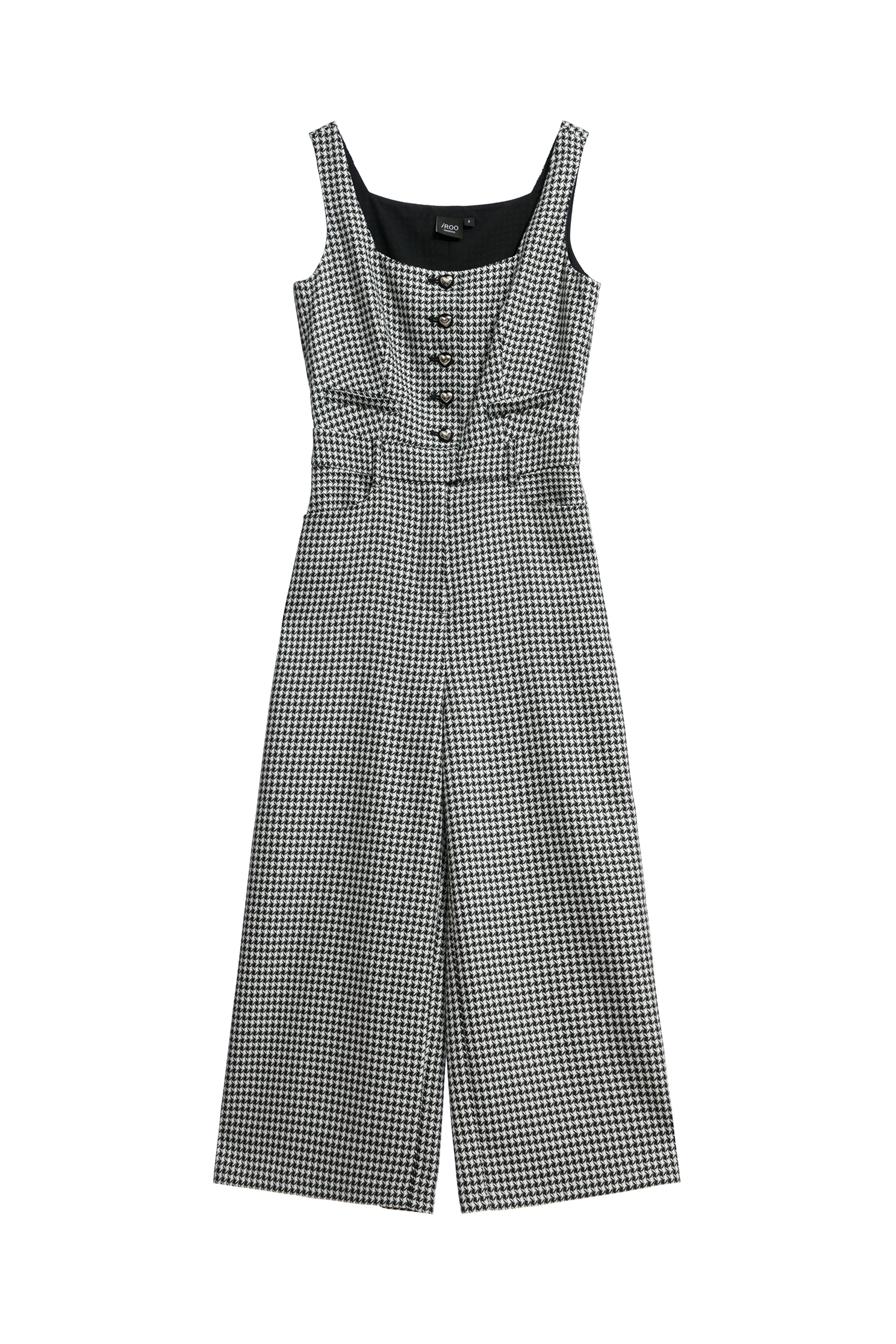 Houndsthooth Print Sleeveless JumpsuitHoundsthooth Print Sleeveless Jumpsuit,Season (SS) Look,Jumpsuits
