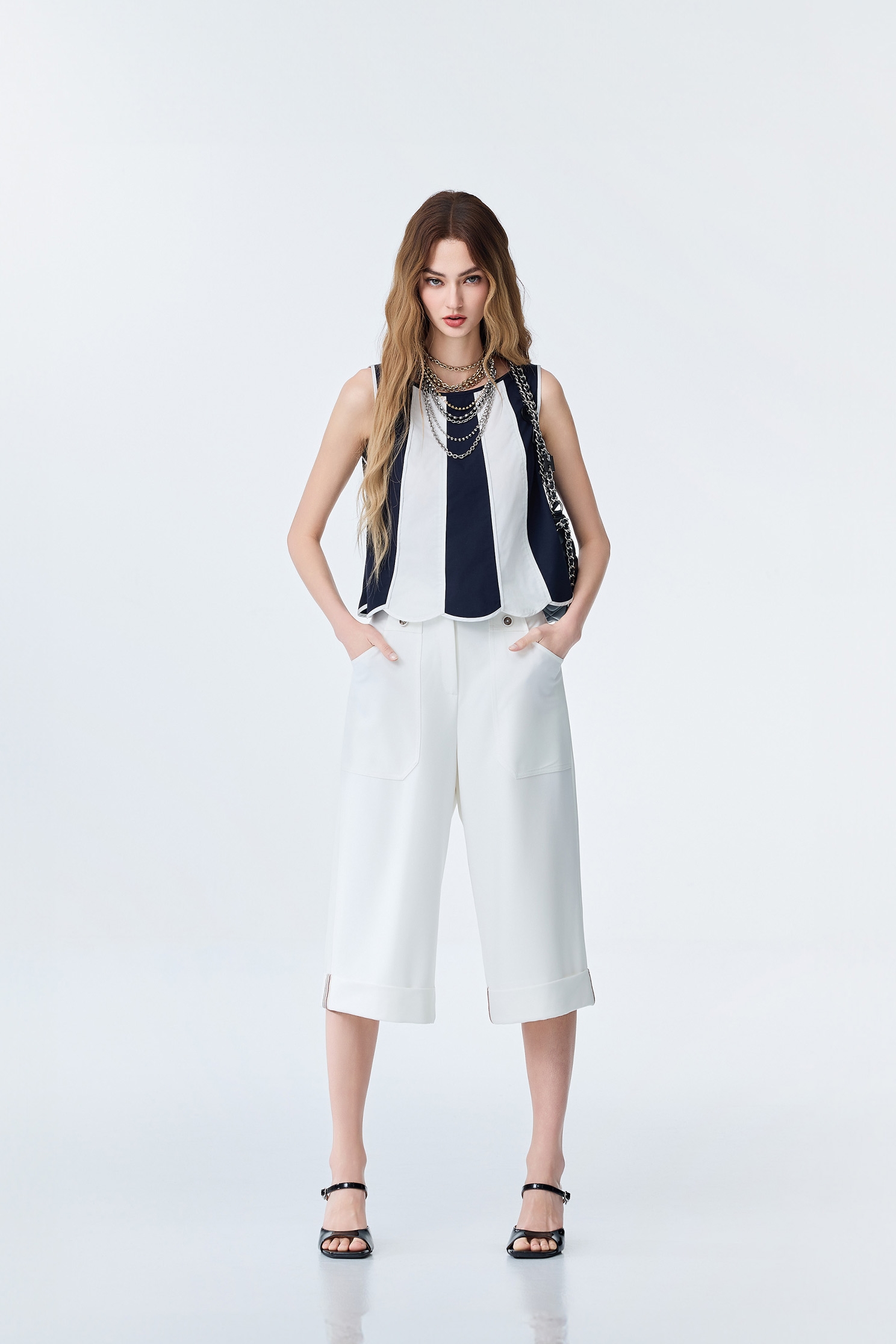 Folded Cuff Detail Wide Leg PantsFolded Cuff Detail Wide Leg Pants,Culottes,Season (SS) Look,Culottes