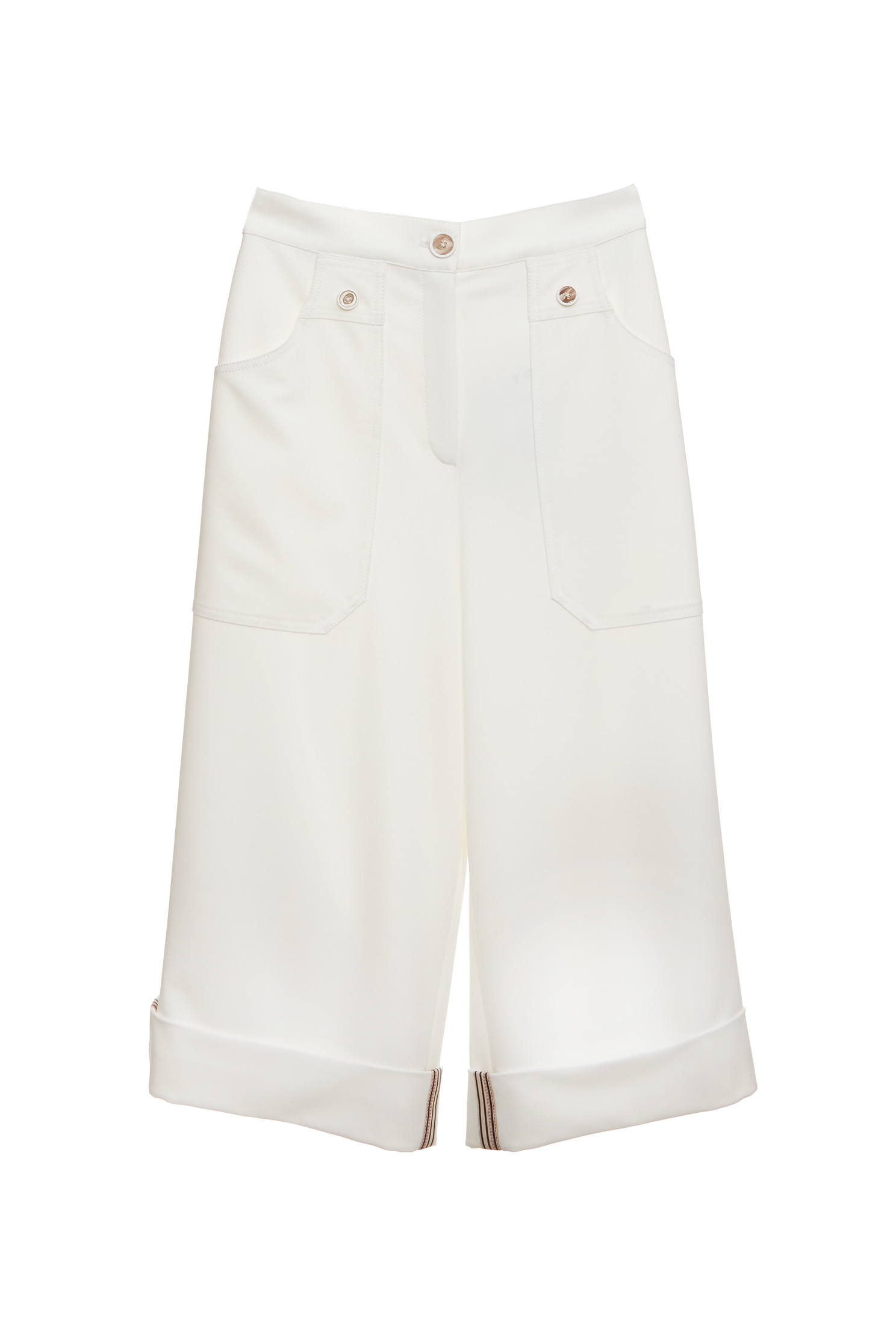 Folded Cuff Detail Wide Leg PantsFolded Cuff Detail Wide Leg Pants,Culottes,Season (SS) Look,Culottes