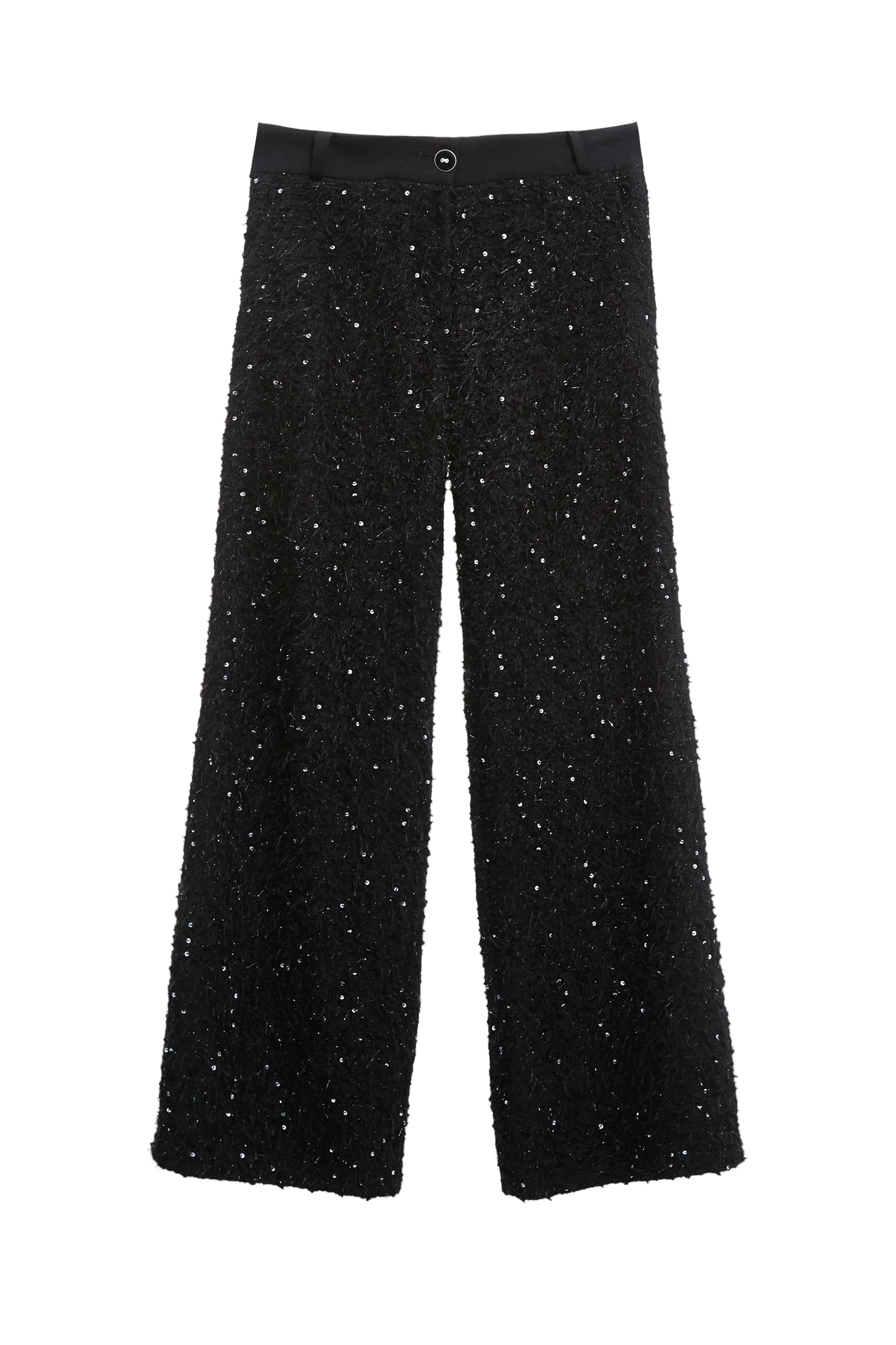 Fringe Detail Straight Cut Sequin PantsFringe Detail Straight Cut Sequin Pants,Culottes,Season (AW) Look,pants,Black pants