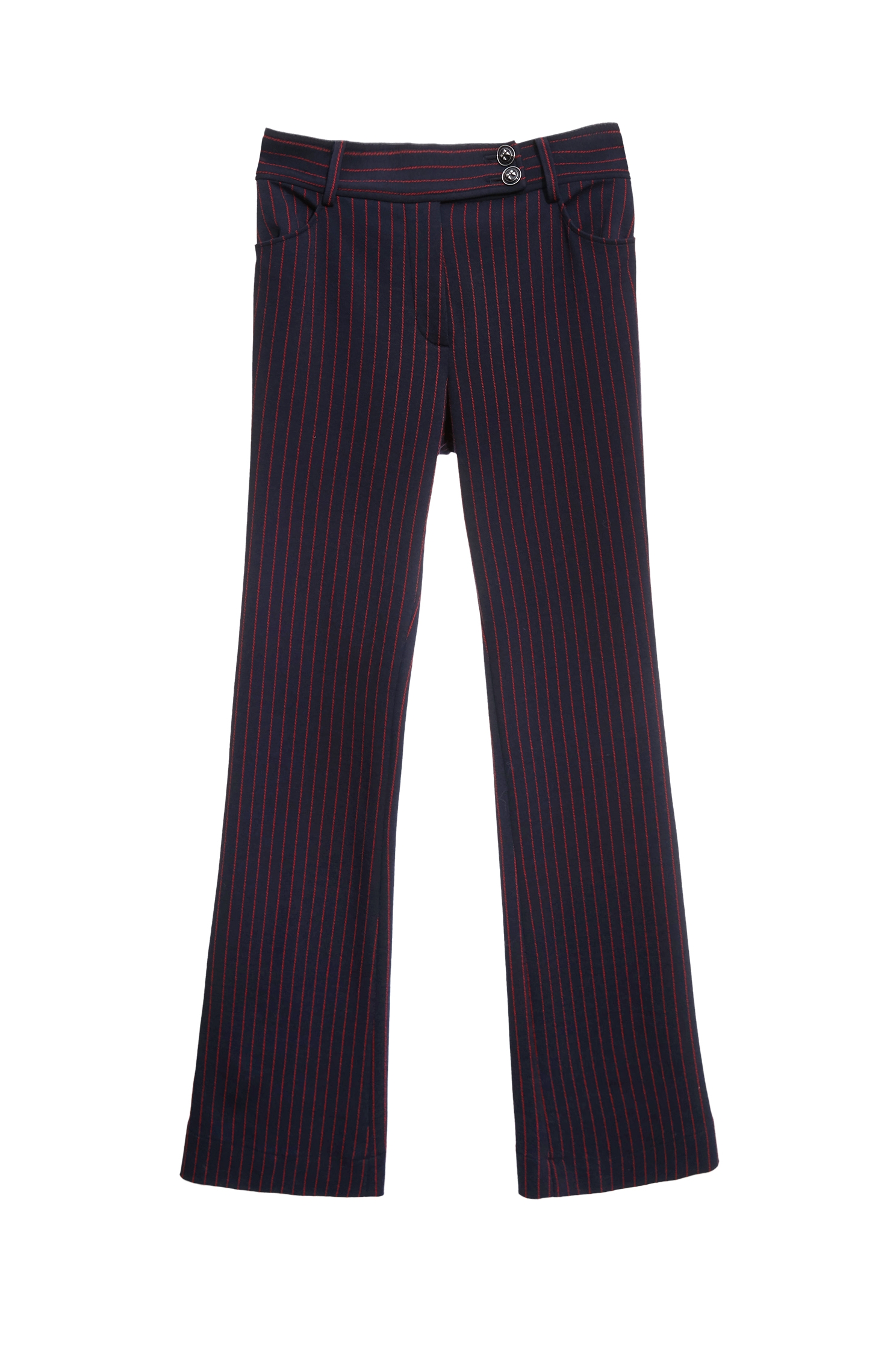 Red Pinstripe Boot Leg PantsRed Pinstripe Boot Leg Pants,Office Looks,Bell-bottoms,Stripe,Season (AW) Look,Valentine,Bell-bottoms,Knitted,Pants