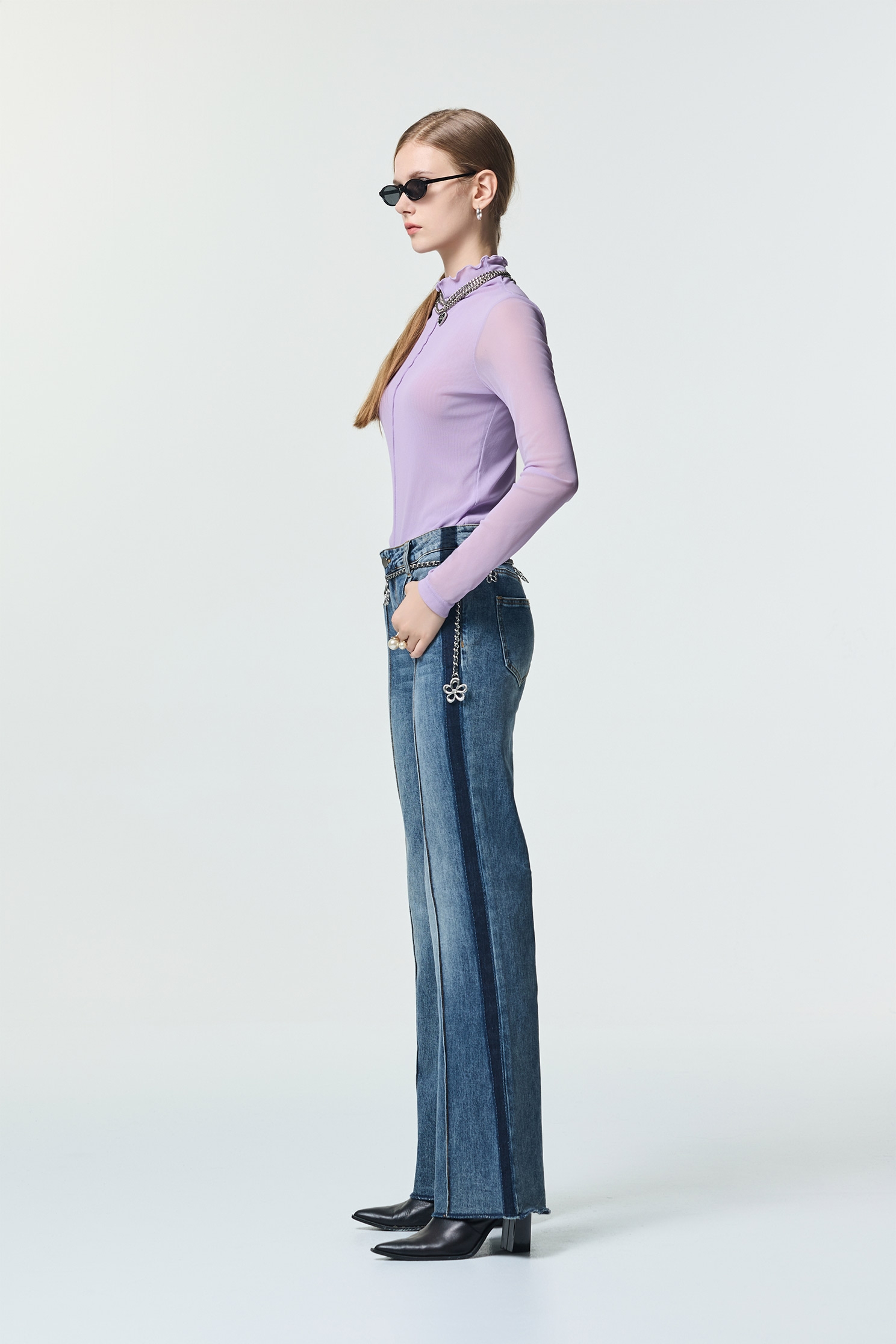Boot Leg Jeans With Contrast Side Trim DetailBoot Leg Jeans With Contrast Side Trim Detail,Denim,Bell-bottoms,Denim,Jeans,Season (AW) Look,Valentine,Bell-bottoms