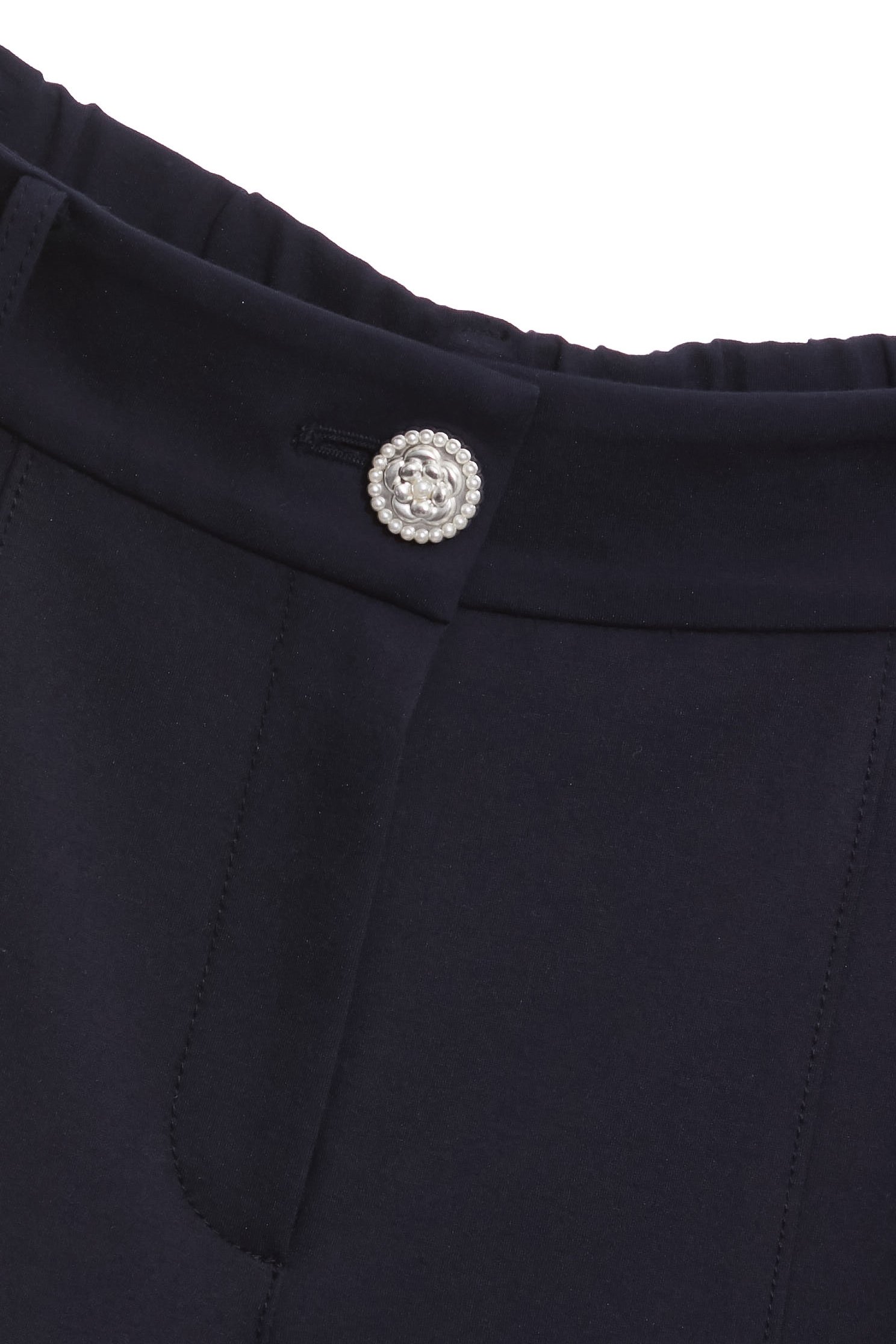 Floral Embroidery Detail Navy PantsFloral Embroidery Detail Navy Pants,Office Looks,Embroidered,Culottes,Season (AW) Look,Valentine,Embroidered,blossoms,Culottes