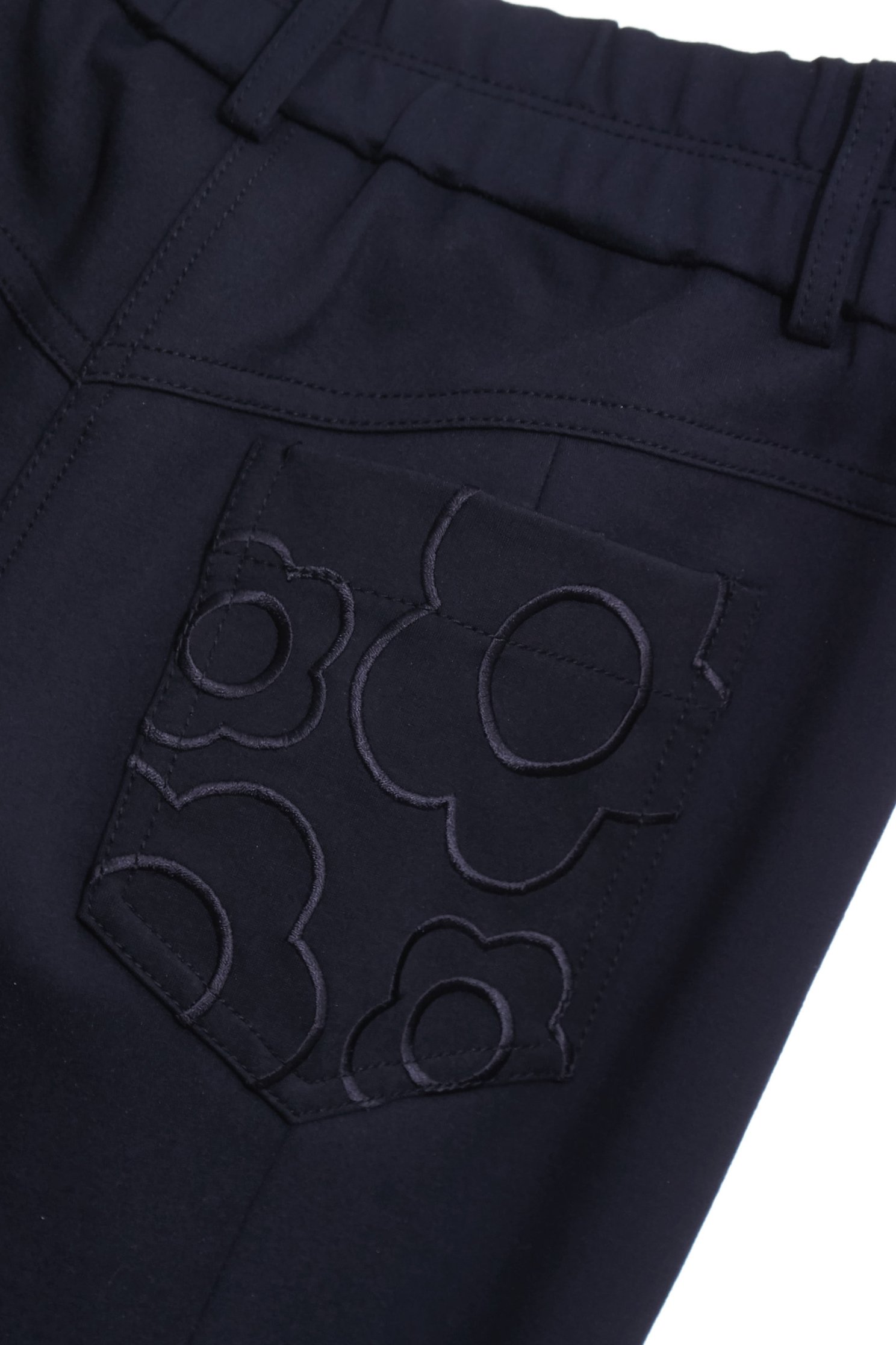 Floral Embroidery Detail Navy PantsFloral Embroidery Detail Navy Pants,Office Looks,Embroidered,Culottes,Season (AW) Look,Valentine,Embroidered,blossoms,Culottes