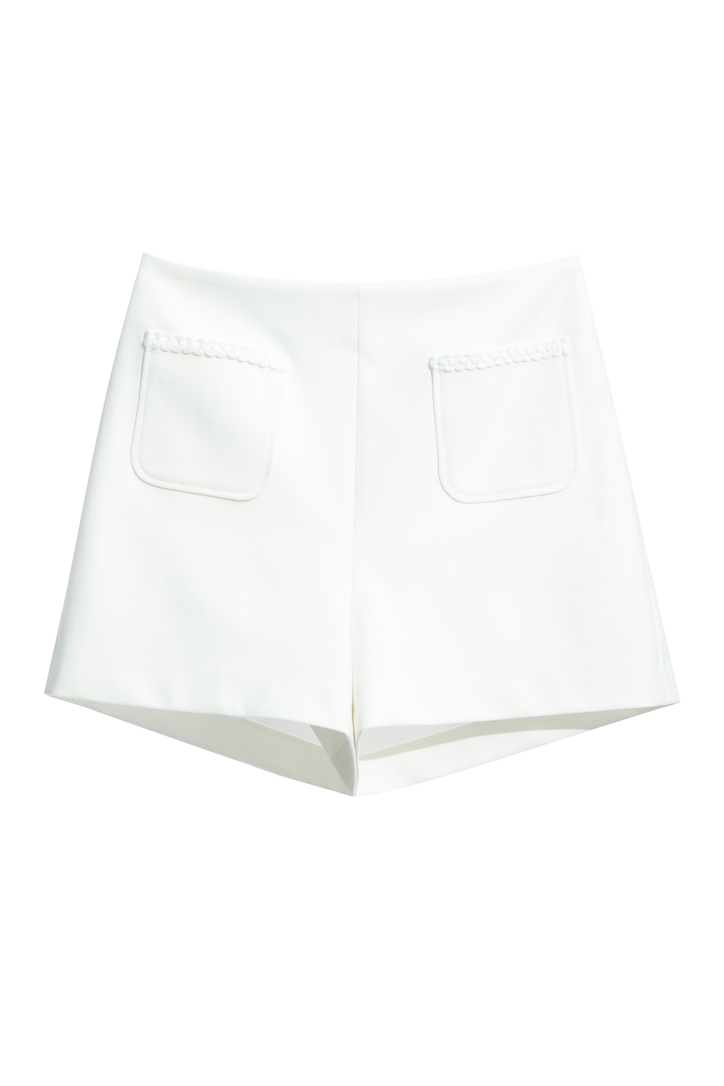 Basic White Shorts With Fake Pocket DetailBasic White Shorts With Fake Pocket Detail,Season (SS) Look,Shorts,Back To Classic,Back To B/W
