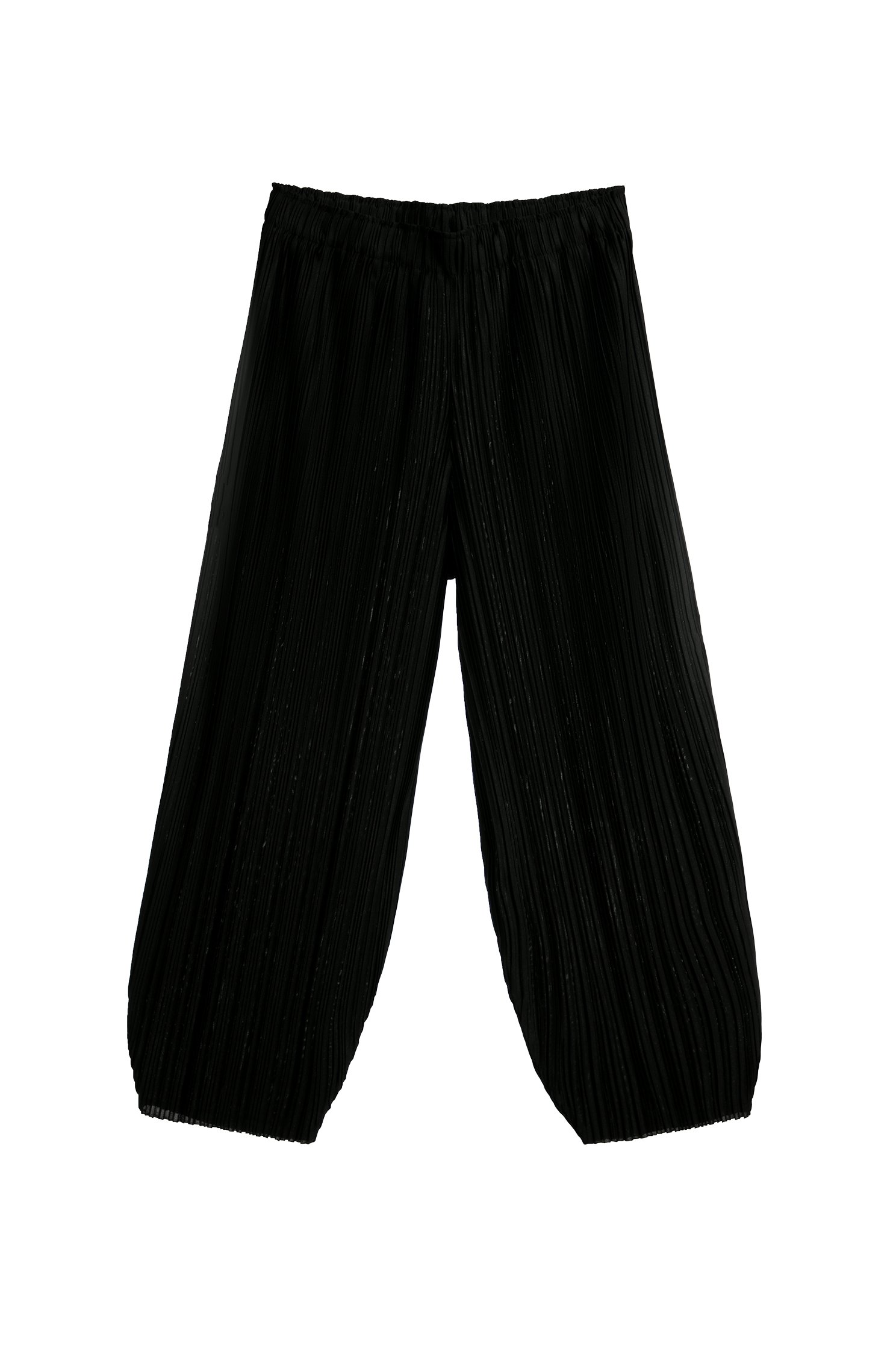 Full Pleated Elastic Waist Capri PantsFull Pleated Elastic Waist Capri Pants