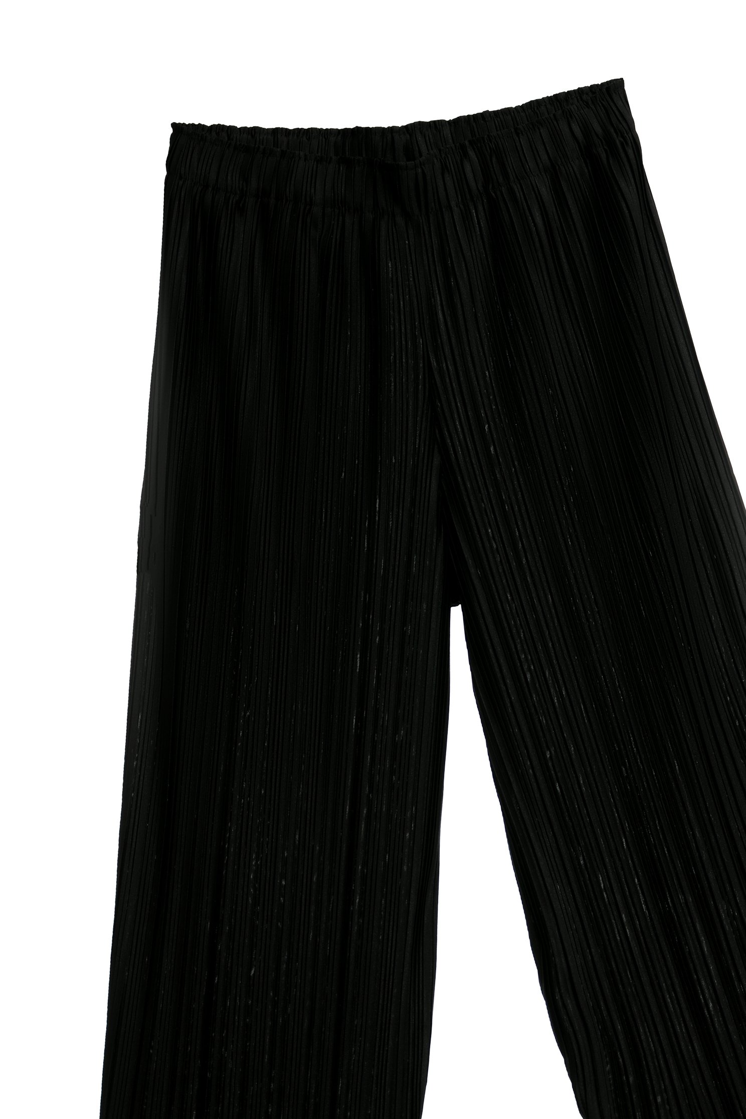 Full Pleated Elastic Waist Capri PantsFull Pleated Elastic Waist Capri Pants