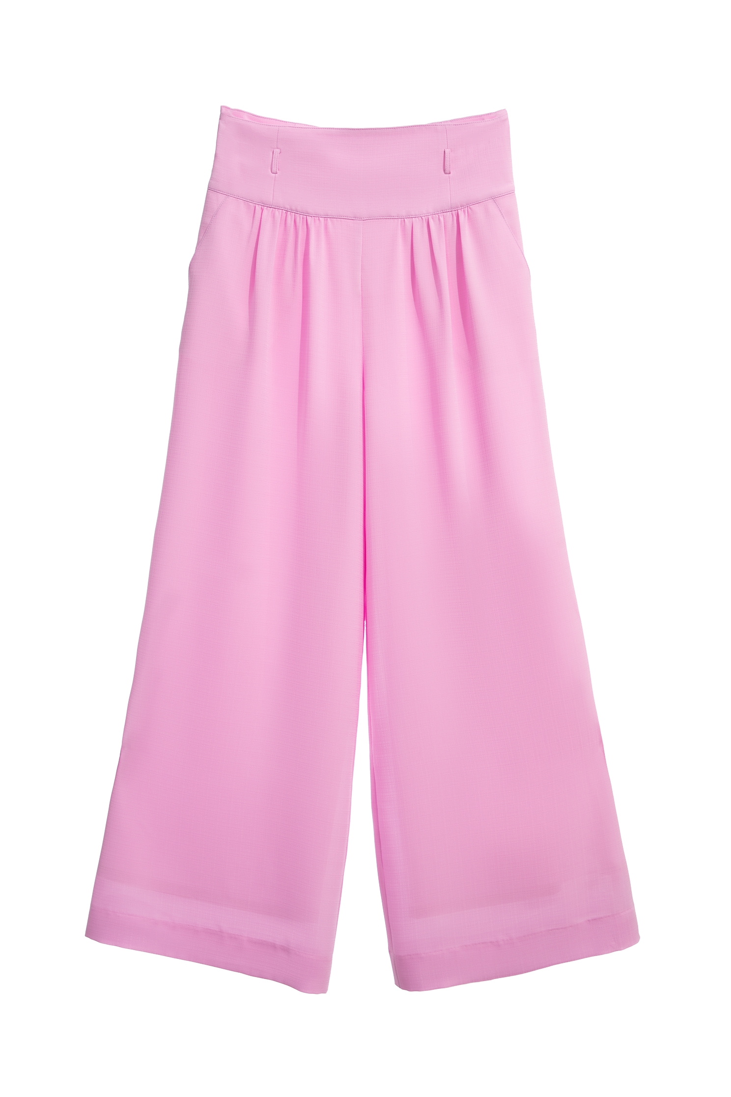 High Waist Pink Wide Leg PantsHigh Waist Pink Wide Leg Pants,Culottes,Season (SS) Look,Culottes,Chiffon