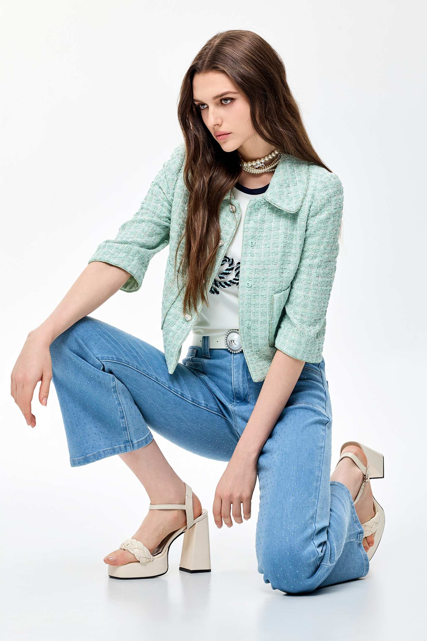 Sequin Detail Boot Leg JeansSequin Detail Boot Leg Jeans,Bell-bottoms,Season (SS) Look,Denim,Jeans,Bell-bottoms