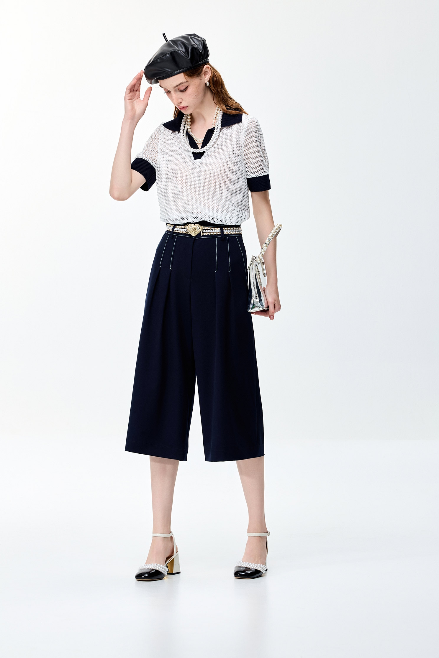 Contrast Stitching Detail Wide Leg PantsContrast Stitching Detail Wide Leg Pants,Culottes,Season (SS) Look,Culottes,Pants