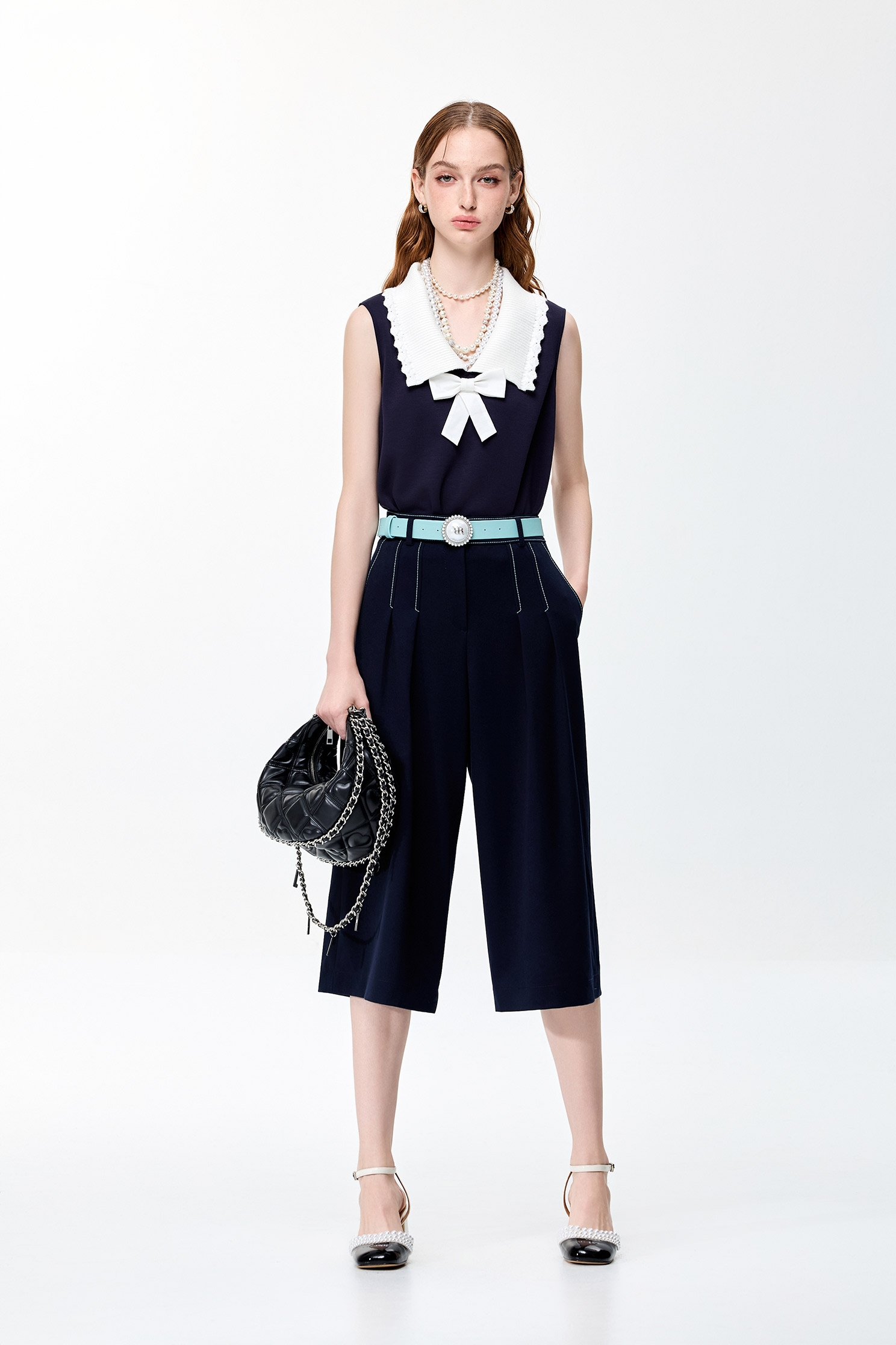 Contrast Stitching Detail Wide Leg PantsContrast Stitching Detail Wide Leg Pants,Culottes,Season (SS) Look,Culottes,Pants