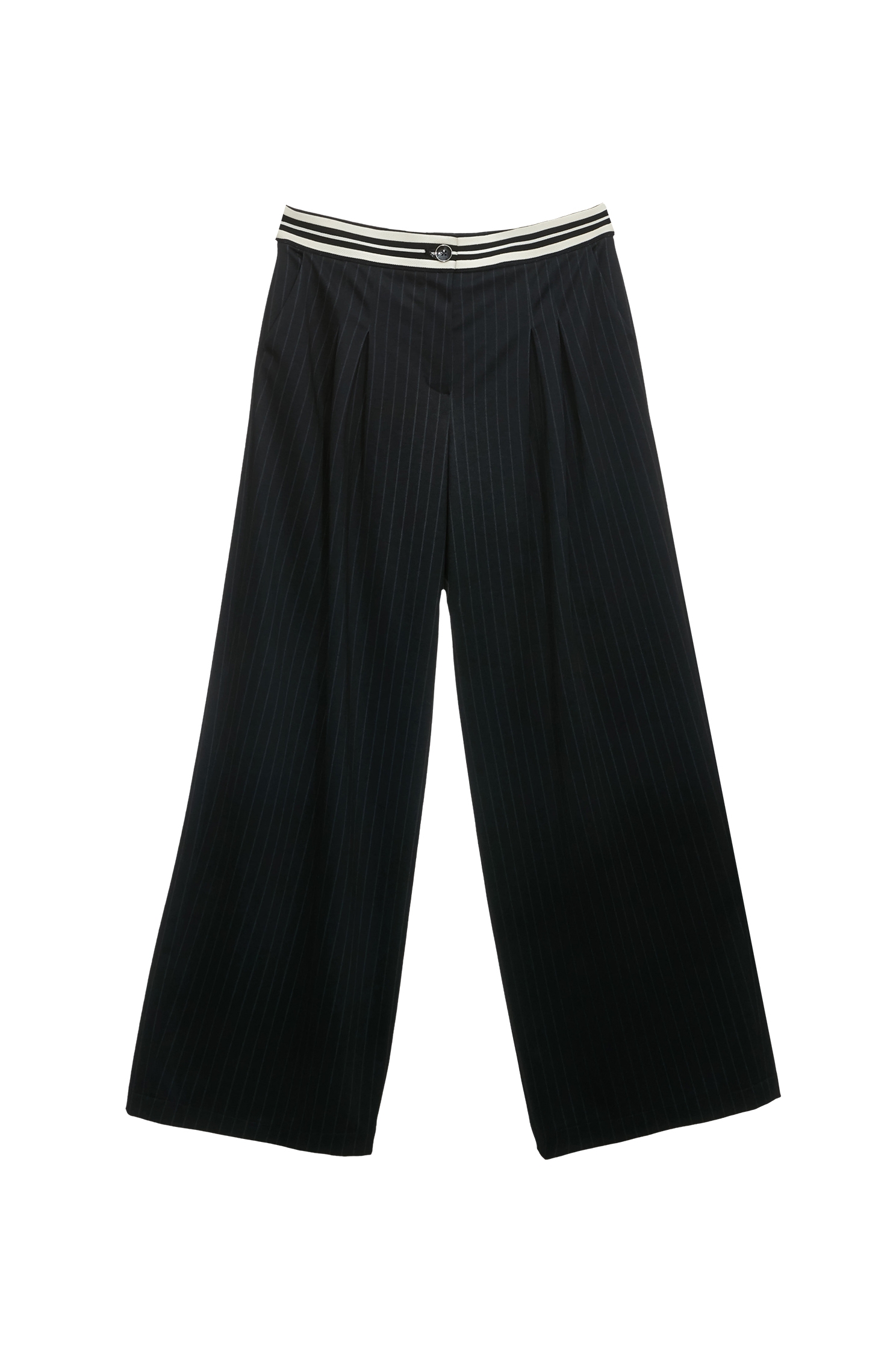 Pinstripe Navy Wide Leg PantsPinstripe Navy Wide Leg Pants,Culottes,Season (SS) Look,Stripe,Culottes