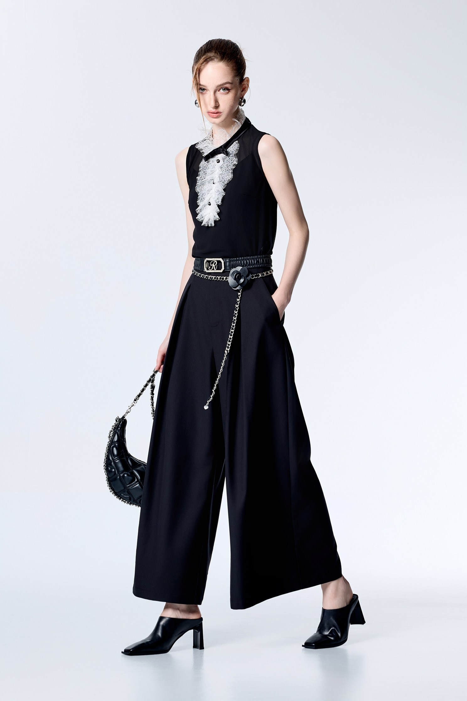 Wide Leg Pleated PantsWide Leg Pleated Pants,Culottes,Season (SS) Look,Back To Classic,Culottes,Back To B/W