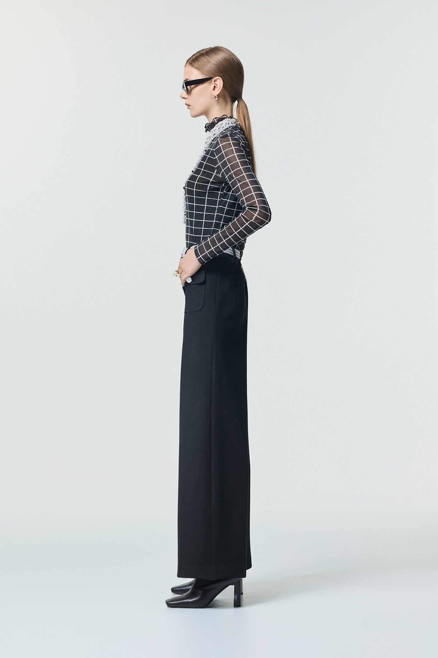 Jet Black Fleece Wide Leg PantsJet Black Fleece Wide Leg Pants,Culottes,Season (SS) Look,pearl,pants,Black pants