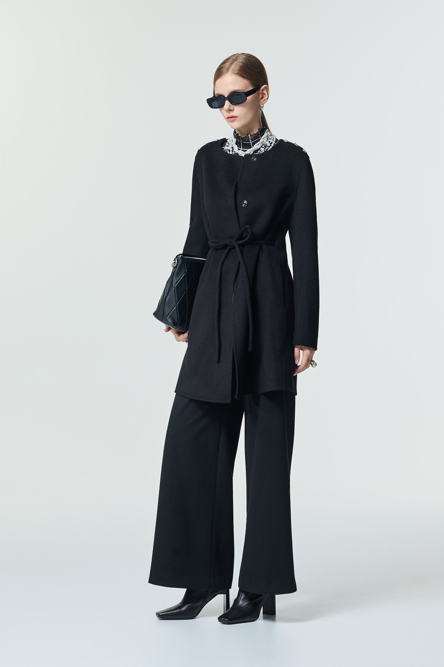 Jet Black Fleece Wide Leg PantsJet Black Fleece Wide Leg Pants,Culottes,Season (SS) Look,pearl,pants,Black pants