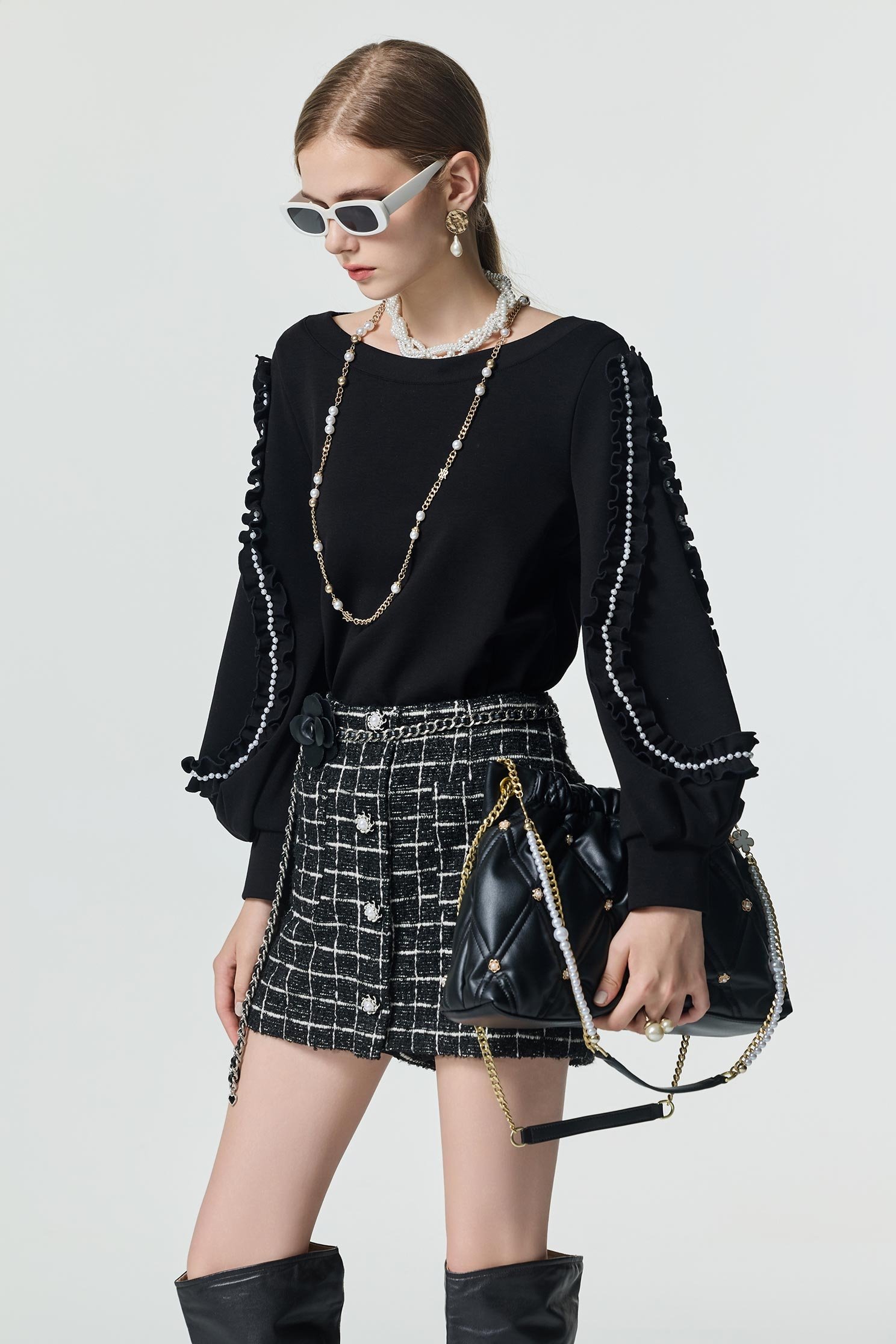 Classic Checkered SkortsClassic Checkered Skorts,Season (SS) Look,pearl,pants,Skorts,Knitted