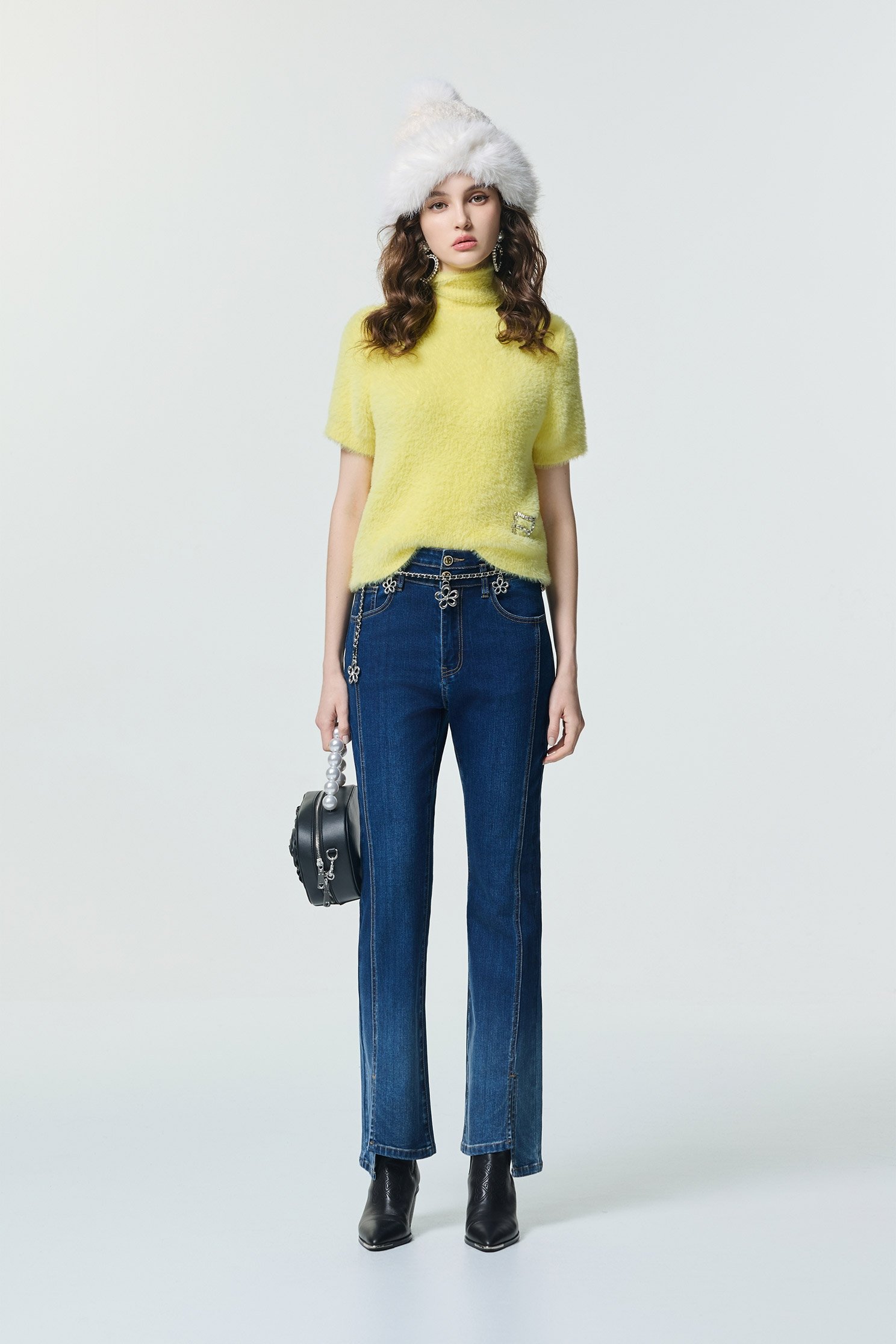 Front Slit Boot Leg JeansFront Slit Boot Leg Jeans,Season (SS) Look,Denim,Jeans,bows,pants