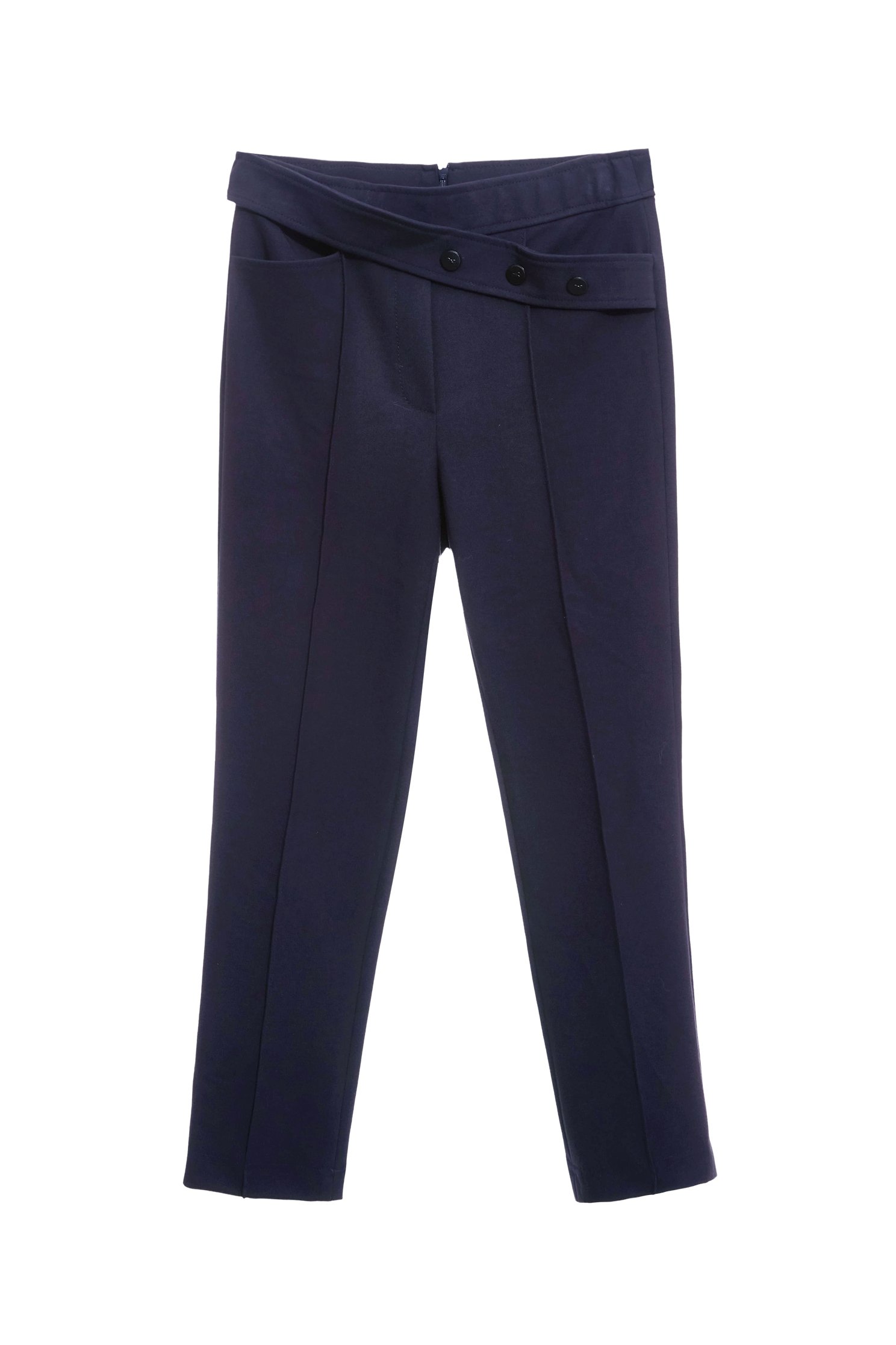 Asymmetric Waistband Navy PantsAsymmetric Waistband Navy Pants,Season (SS) Look,Skinny pants,pants