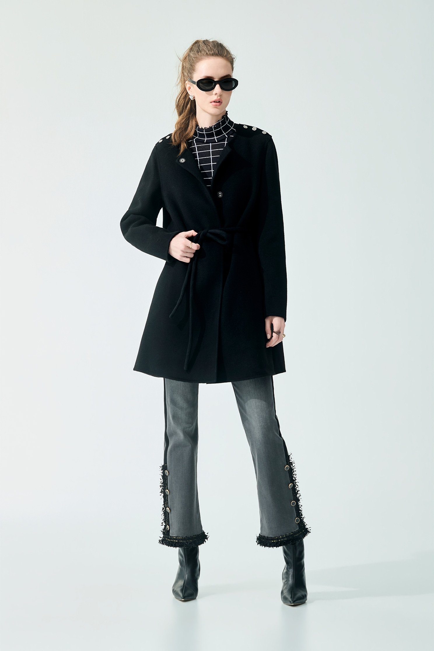 Contrast Side Trim Detail Grey JeansContrast Side Trim Detail Grey Jeans,Season (SS) Look,Denim,Jeans,pants