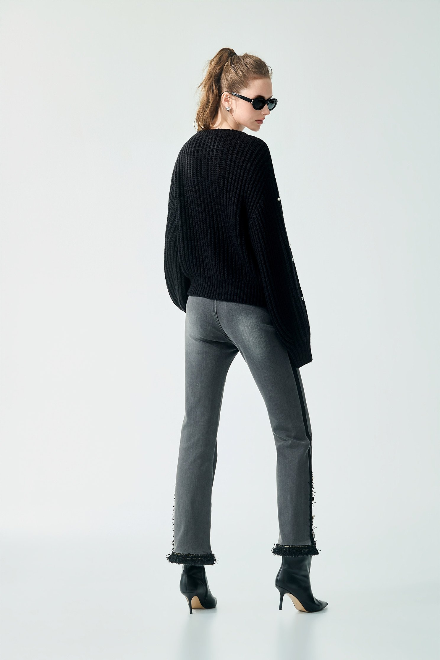 Contrast Side Trim Detail Grey JeansContrast Side Trim Detail Grey Jeans,Season (SS) Look,Denim,Jeans,pants
