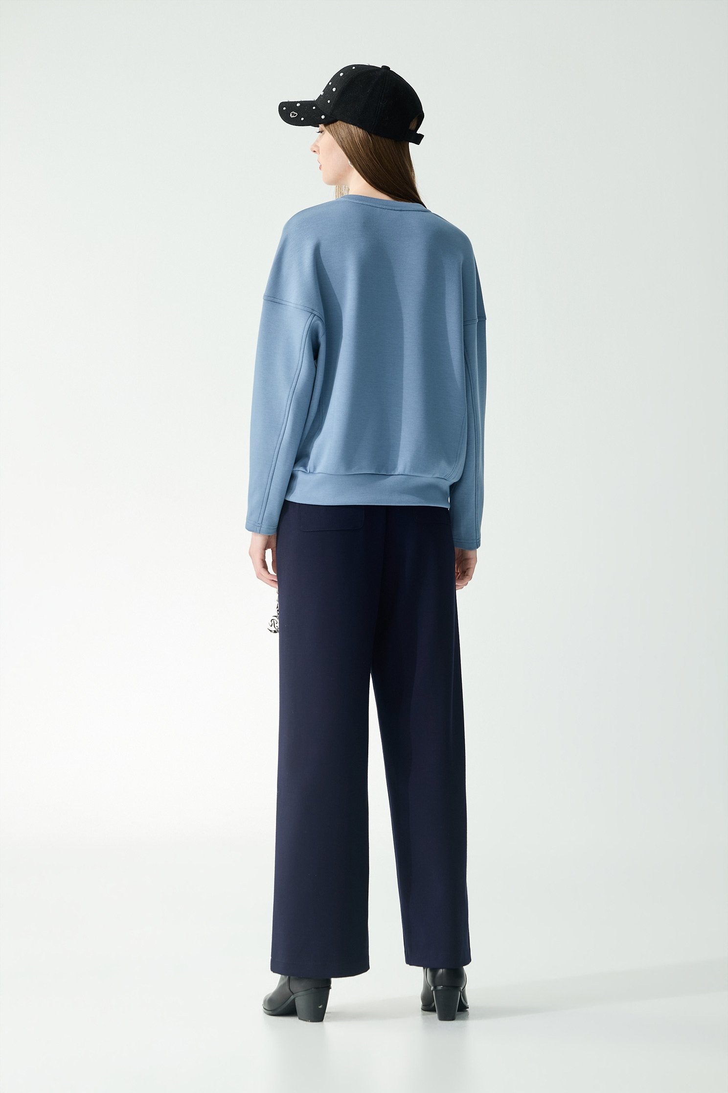 Pleated Detail Navy Wide Leg PantsPleated Detail Navy Wide Leg Pants,Culottes,Season (SS) Look,pants