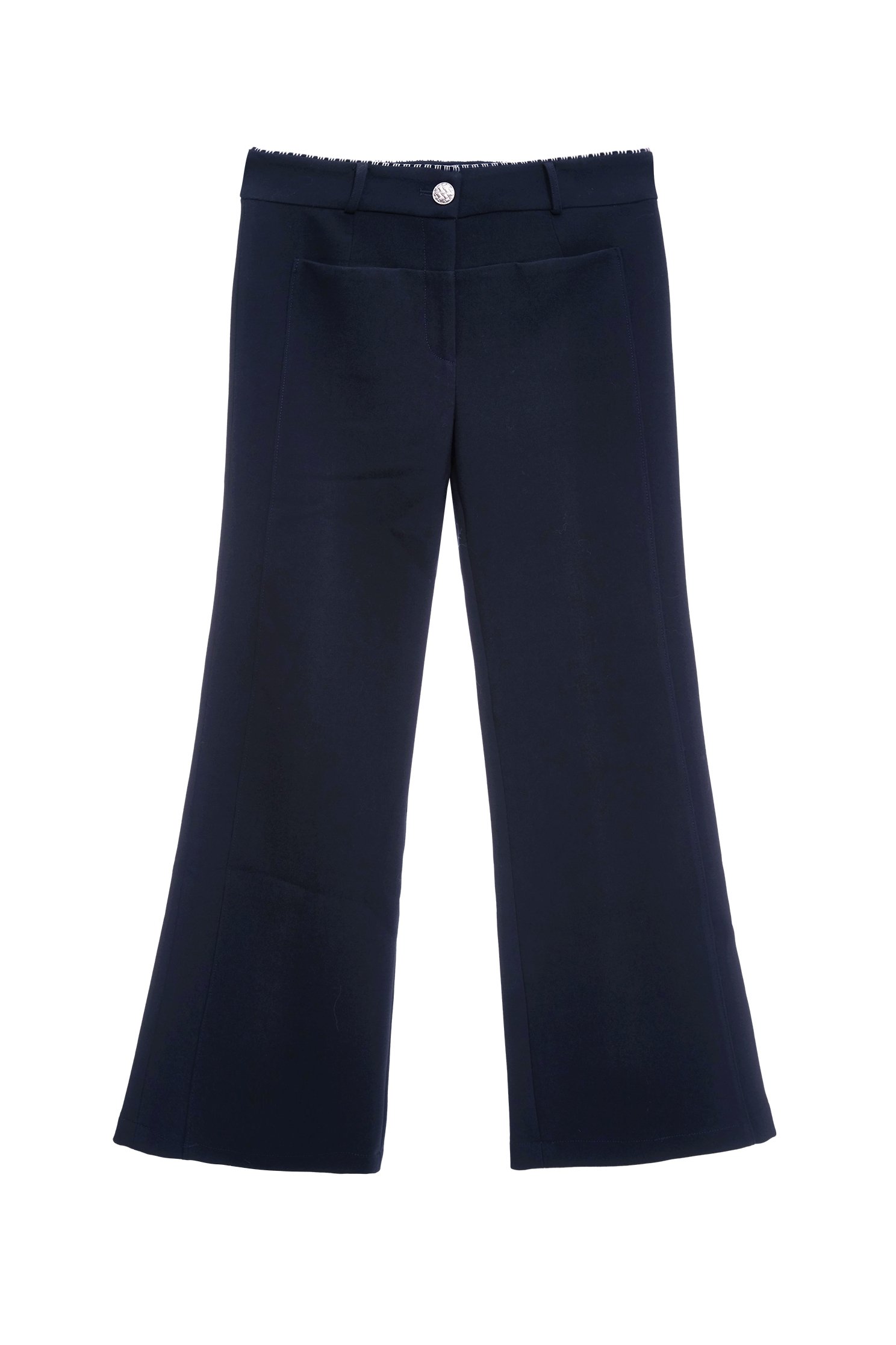 Contrast Stitching Detail Navy PantsContrast Stitching Detail Navy Pants,Bell-bottoms,Season (SS) Look,pants