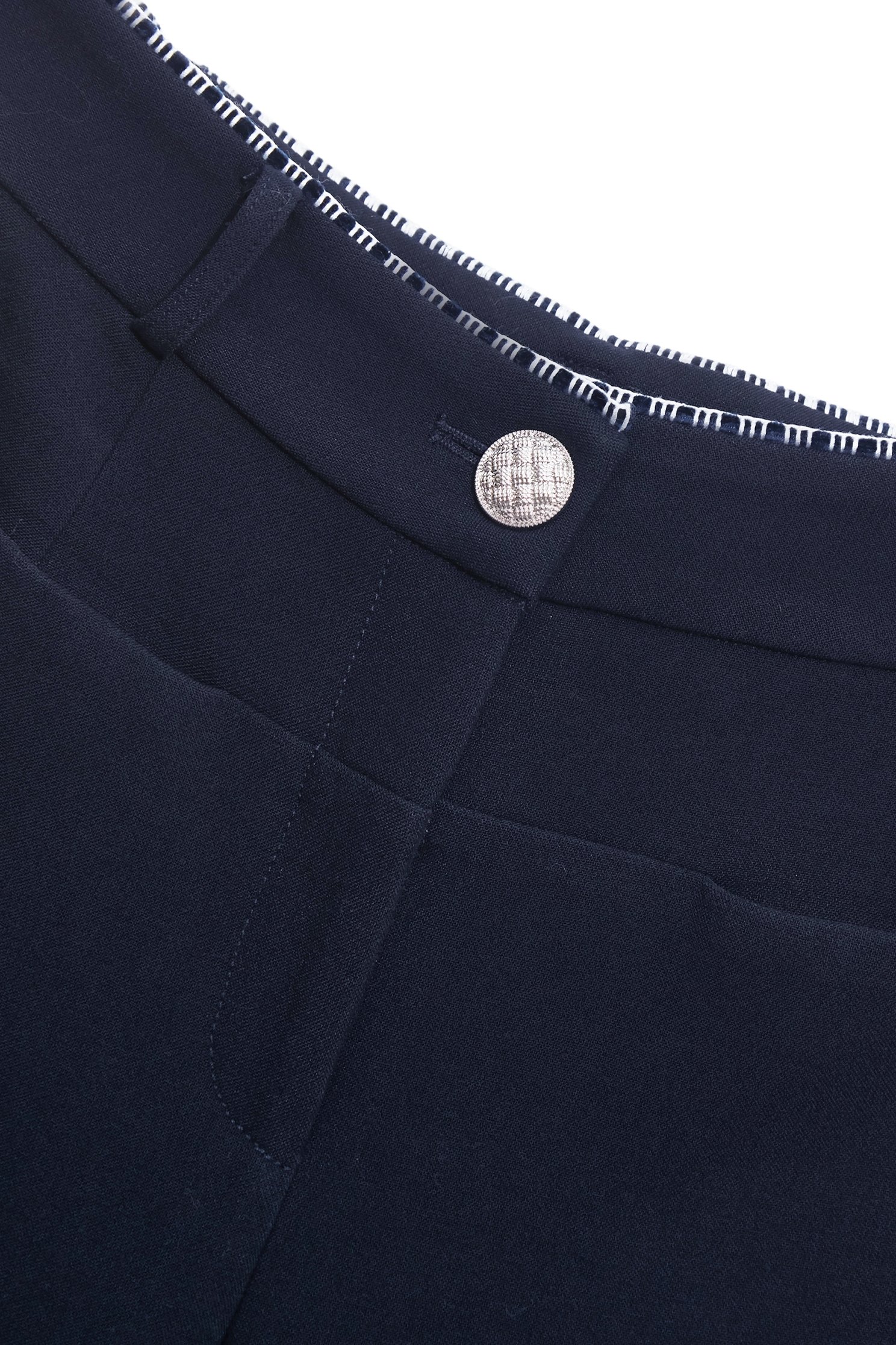 Contrast Stitching Detail Navy PantsContrast Stitching Detail Navy Pants,Bell-bottoms,Season (SS) Look,pants