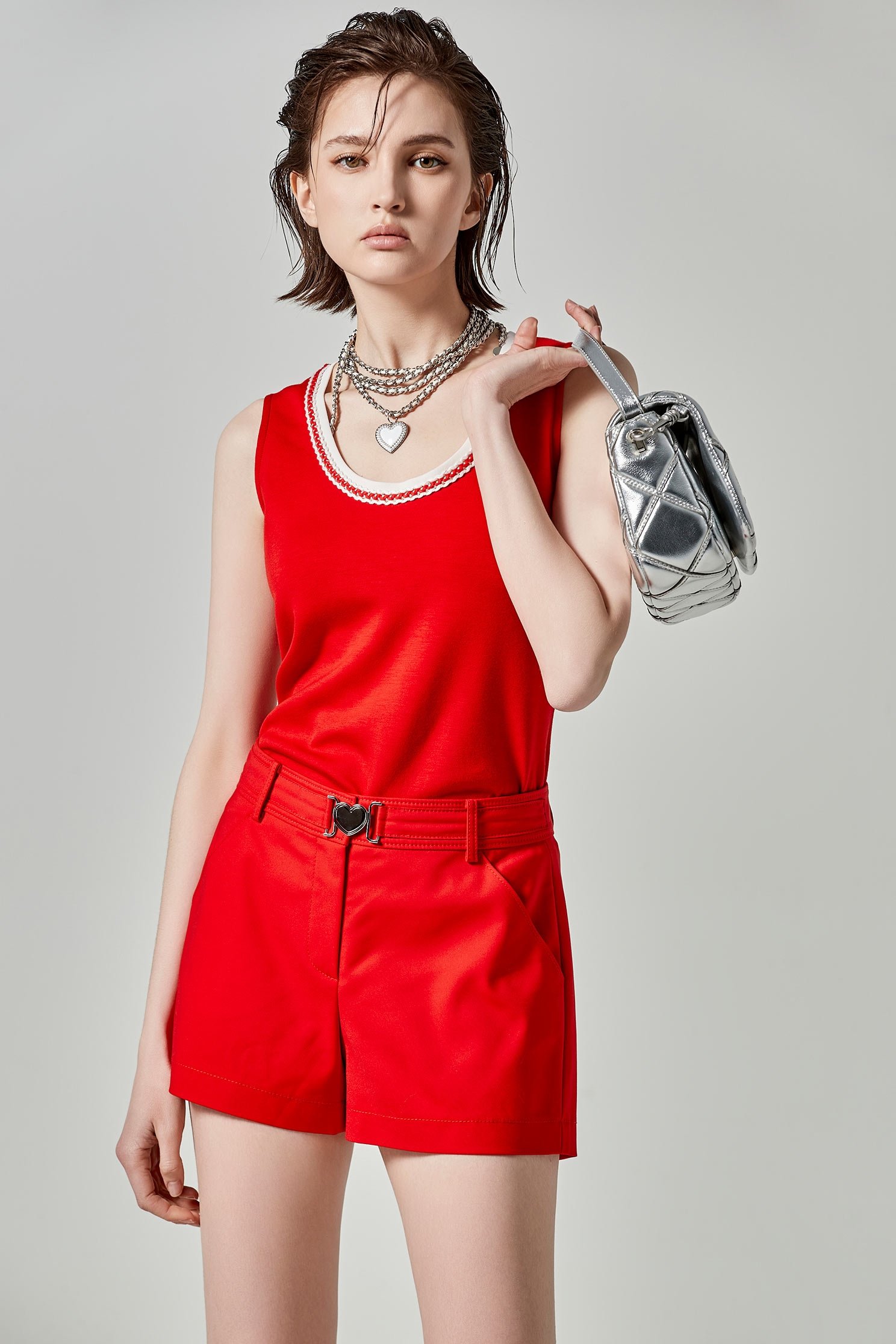Heart Buckle Red ShortsHeart Buckle Red Shorts,Season (SS) Look,Shorts,Back To Classic,Back To B/W