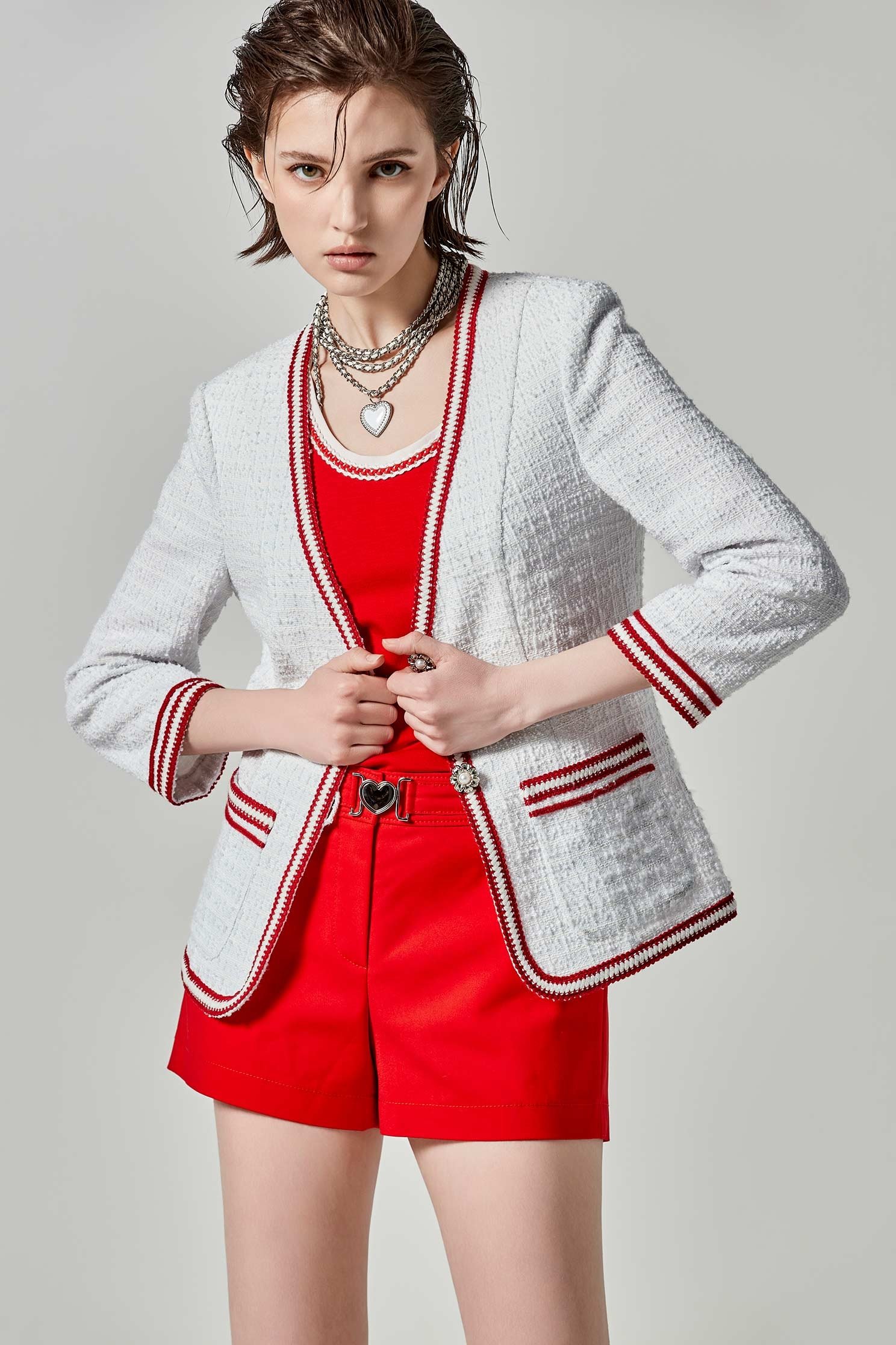 Heart Buckle Red ShortsHeart Buckle Red Shorts,Season (SS) Look,Shorts,Back To Classic,Back To B/W