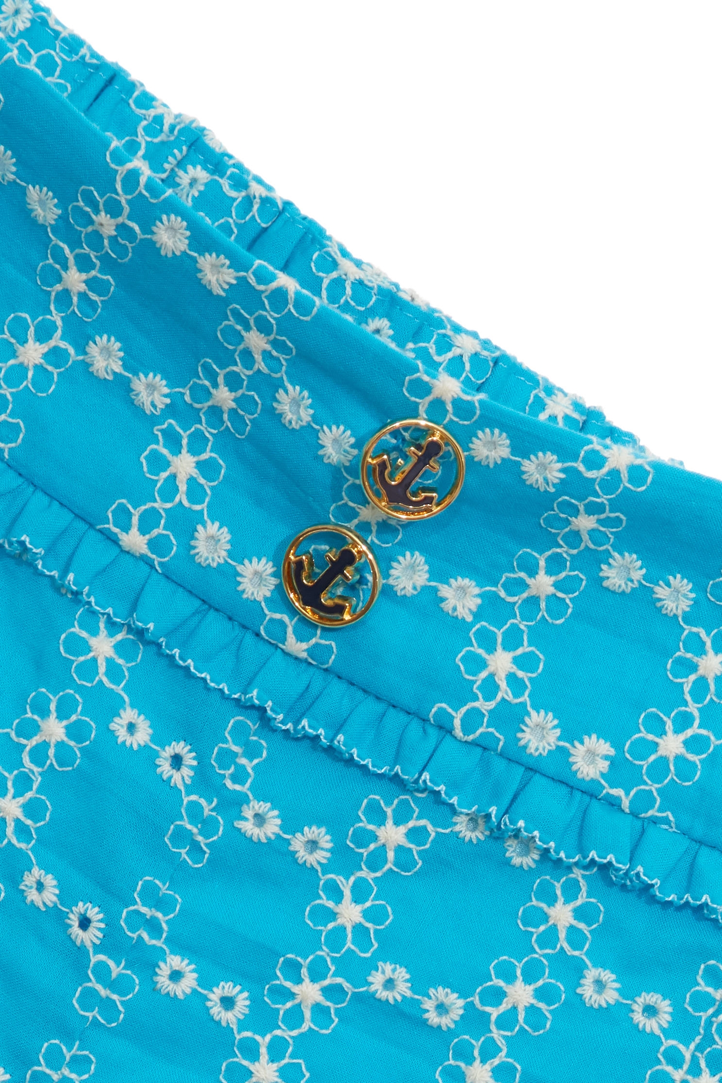 Full Floral Embroidery Blue ShortsFull Floral Embroidery Blue Shorts,Embroidered,Season (SS) Look,Shorts