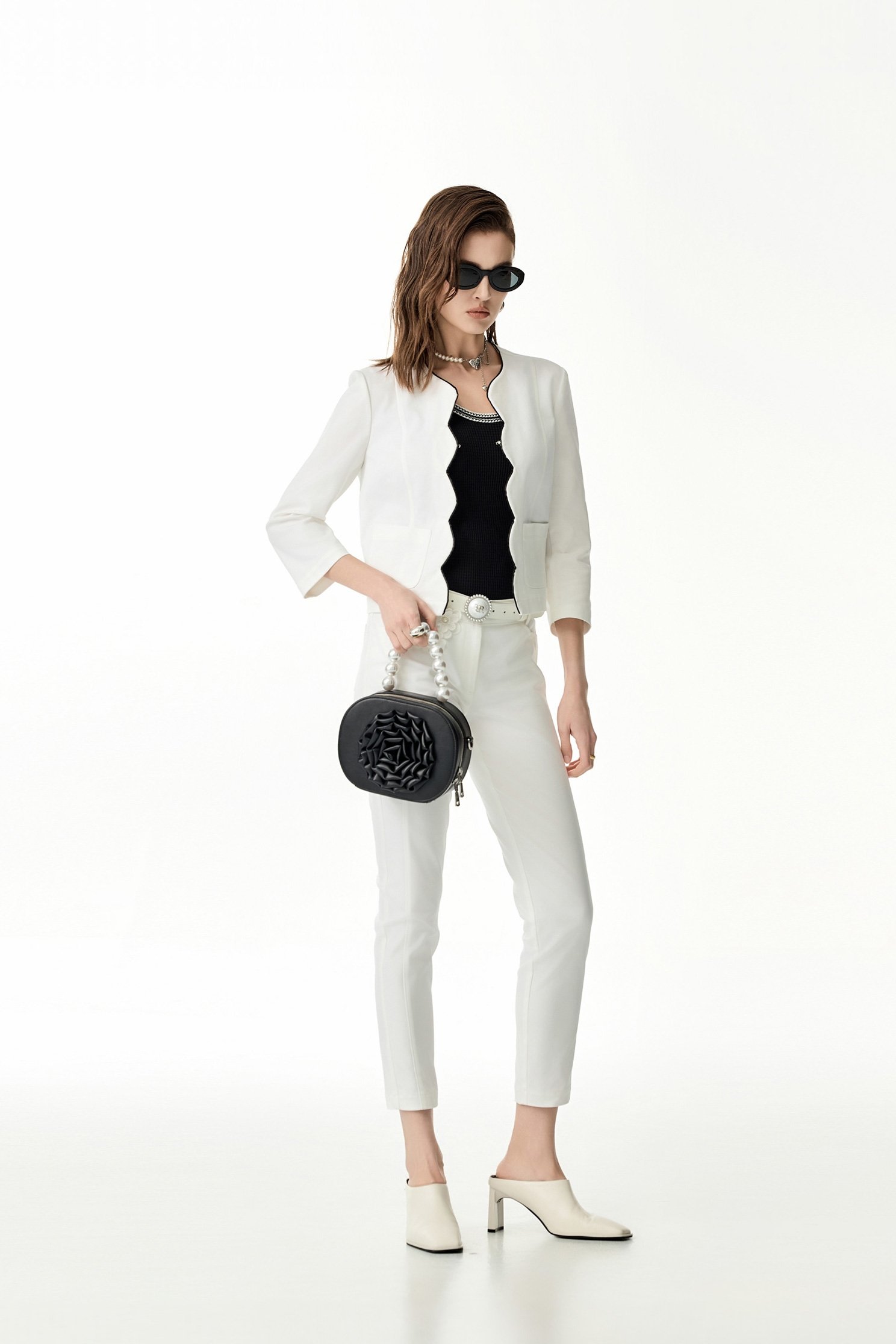 Floral Detail Slim Fit PantsFloral Detail Slim Fit Pants,Season (SS) Look,pearl,Skinny pants,pants