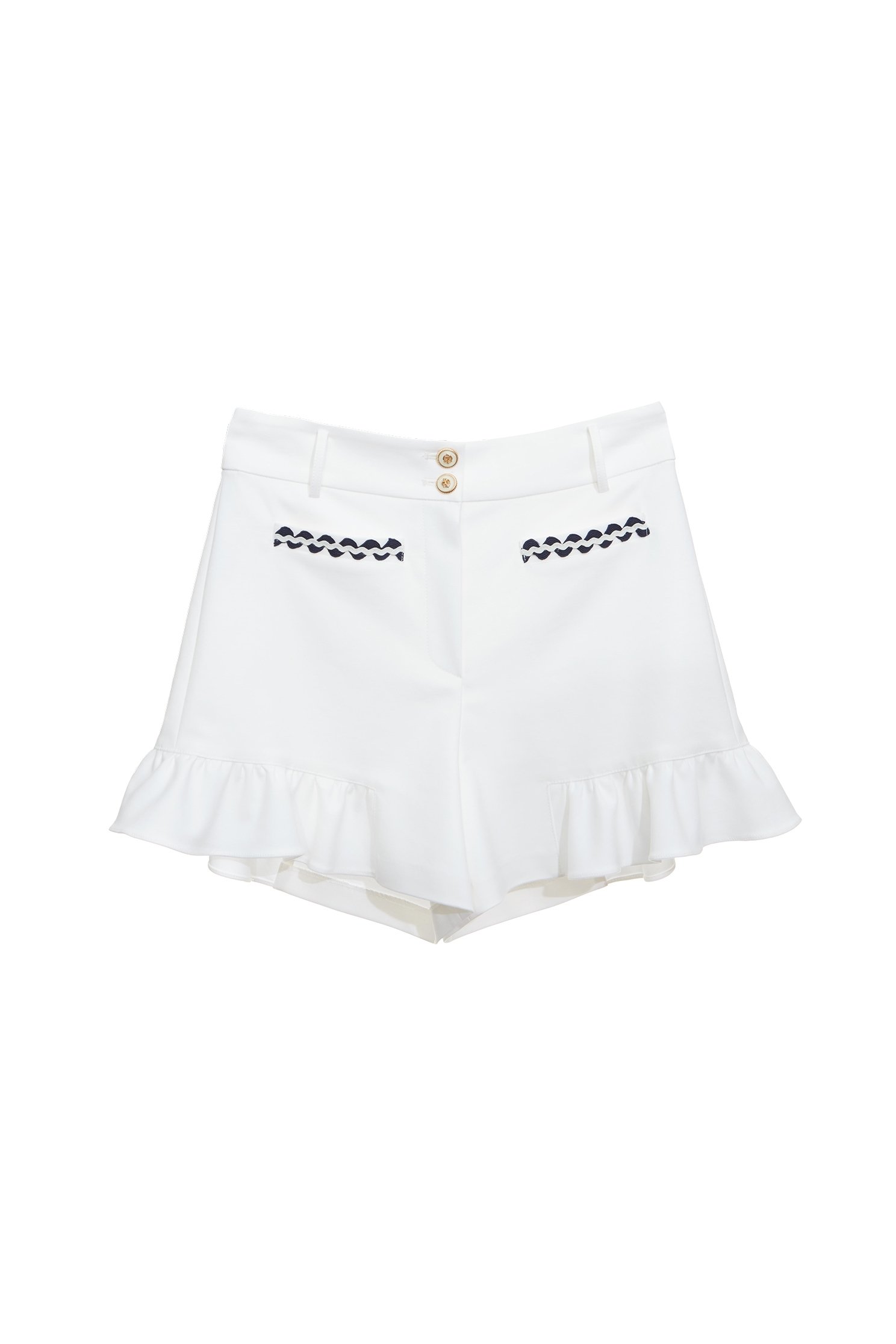 Ruffle Hem White SkortsRuffle Hem White Skorts,Season (SS) Look,Shorts,Skorts