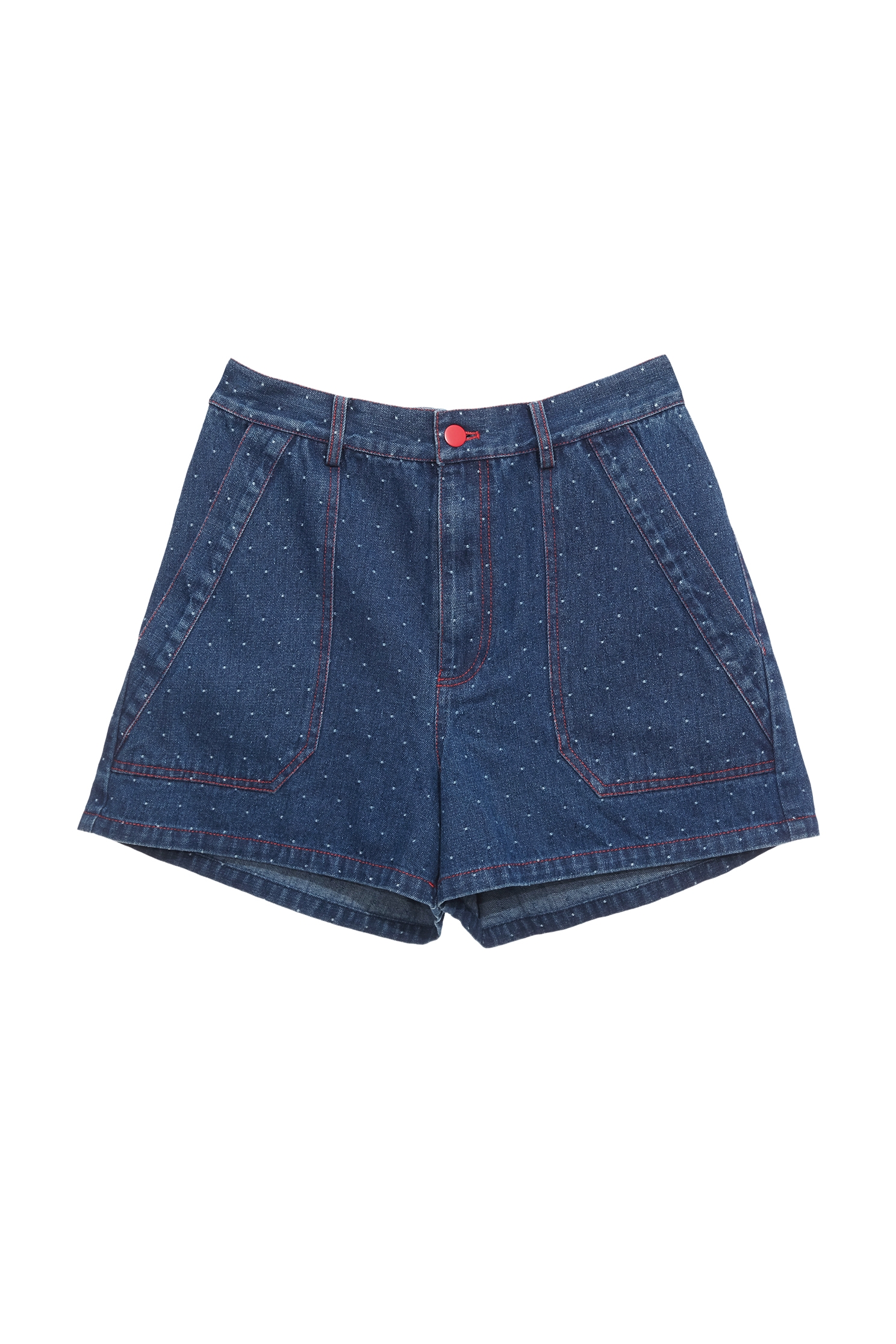 Dotted Detail Denim ShortsDotted Detail Denim Shorts,Season (SS) Look,Denim,Denim shorts,Shorts,Cotton