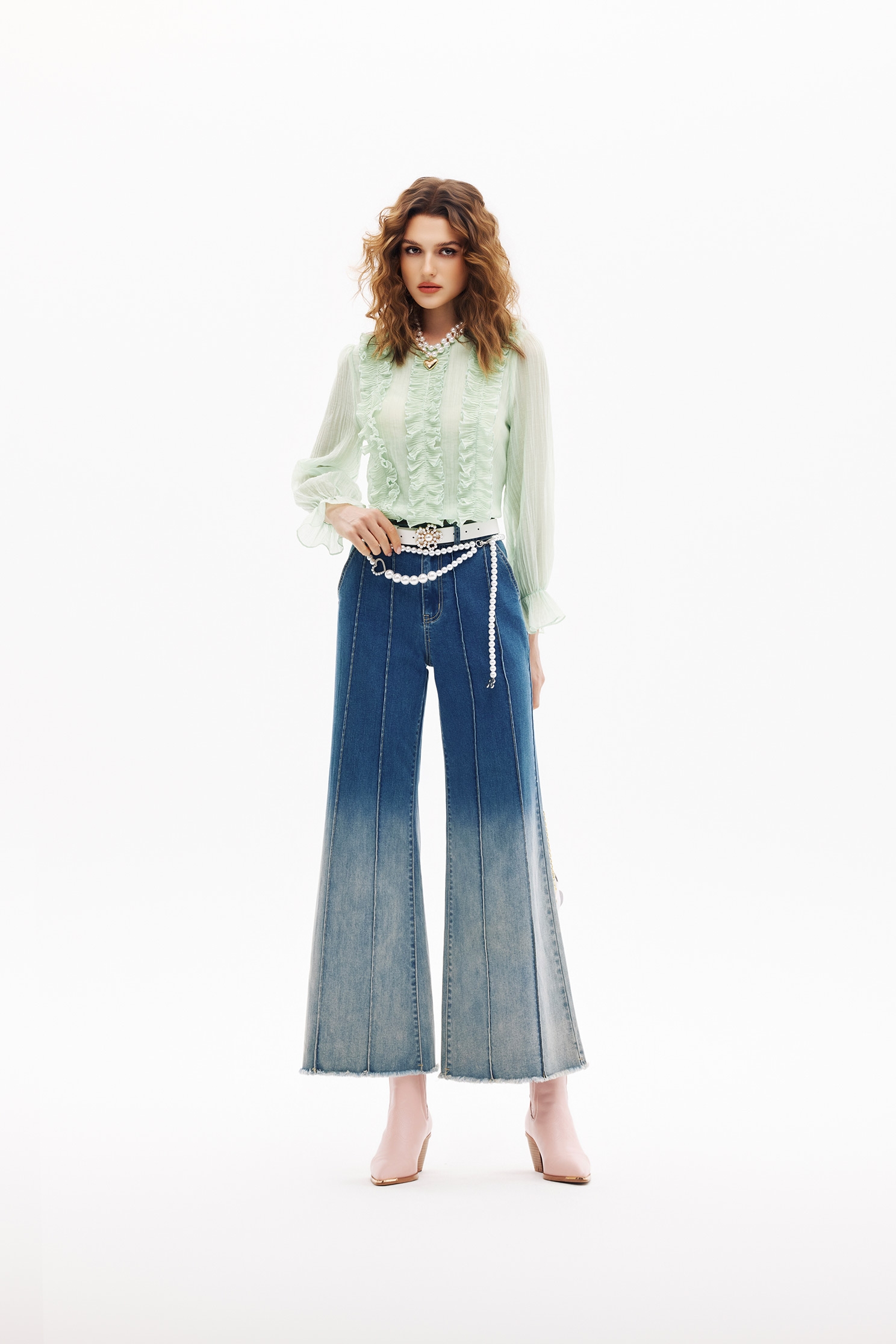 Gradient Wide Leg JeansGradient Wide Leg Jeans,Culottes,Season (SS) Look,Denim,Jeans,pants