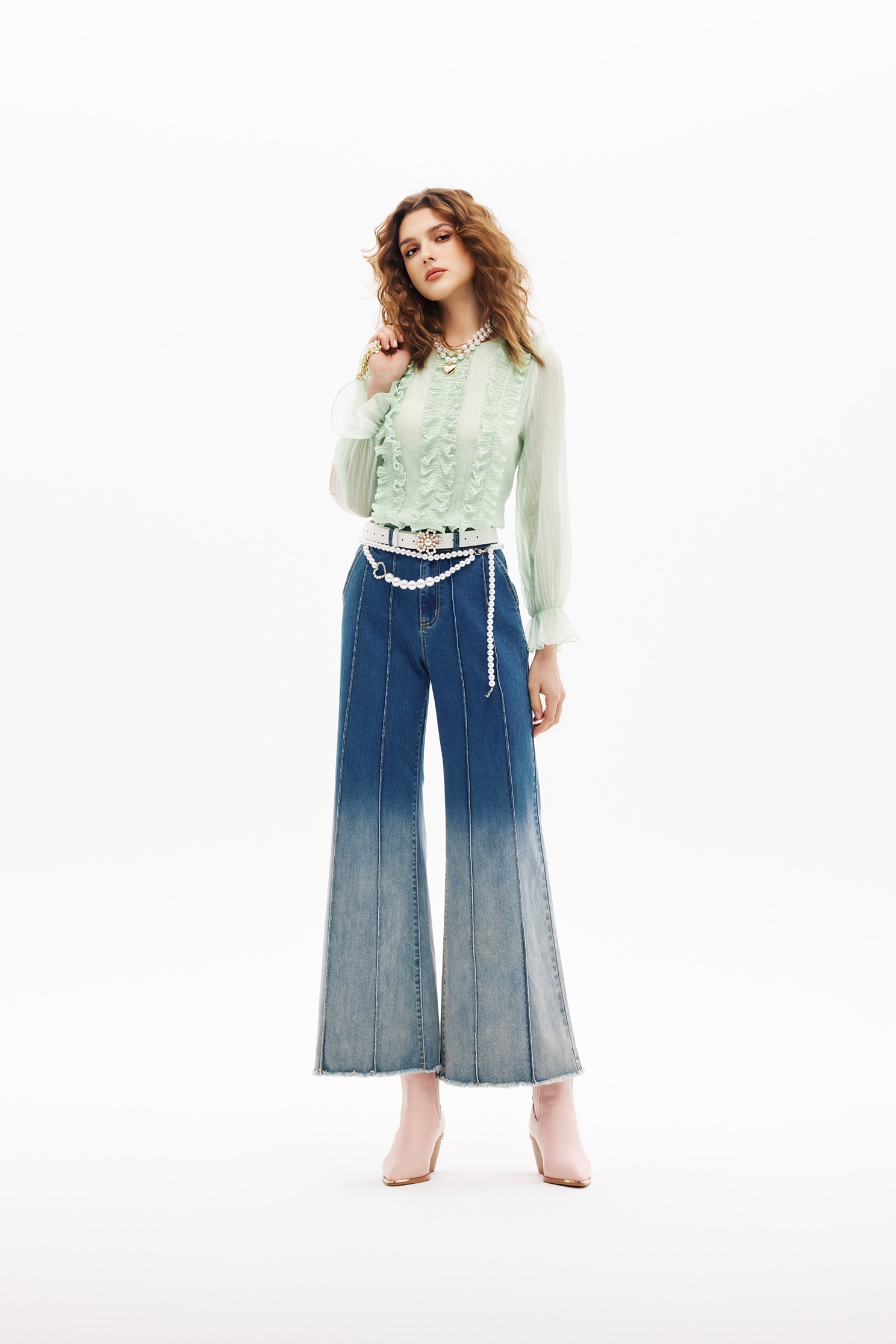 Gradient Wide Leg JeansGradient Wide Leg Jeans,Culottes,Season (SS) Look,Denim,Jeans,pants