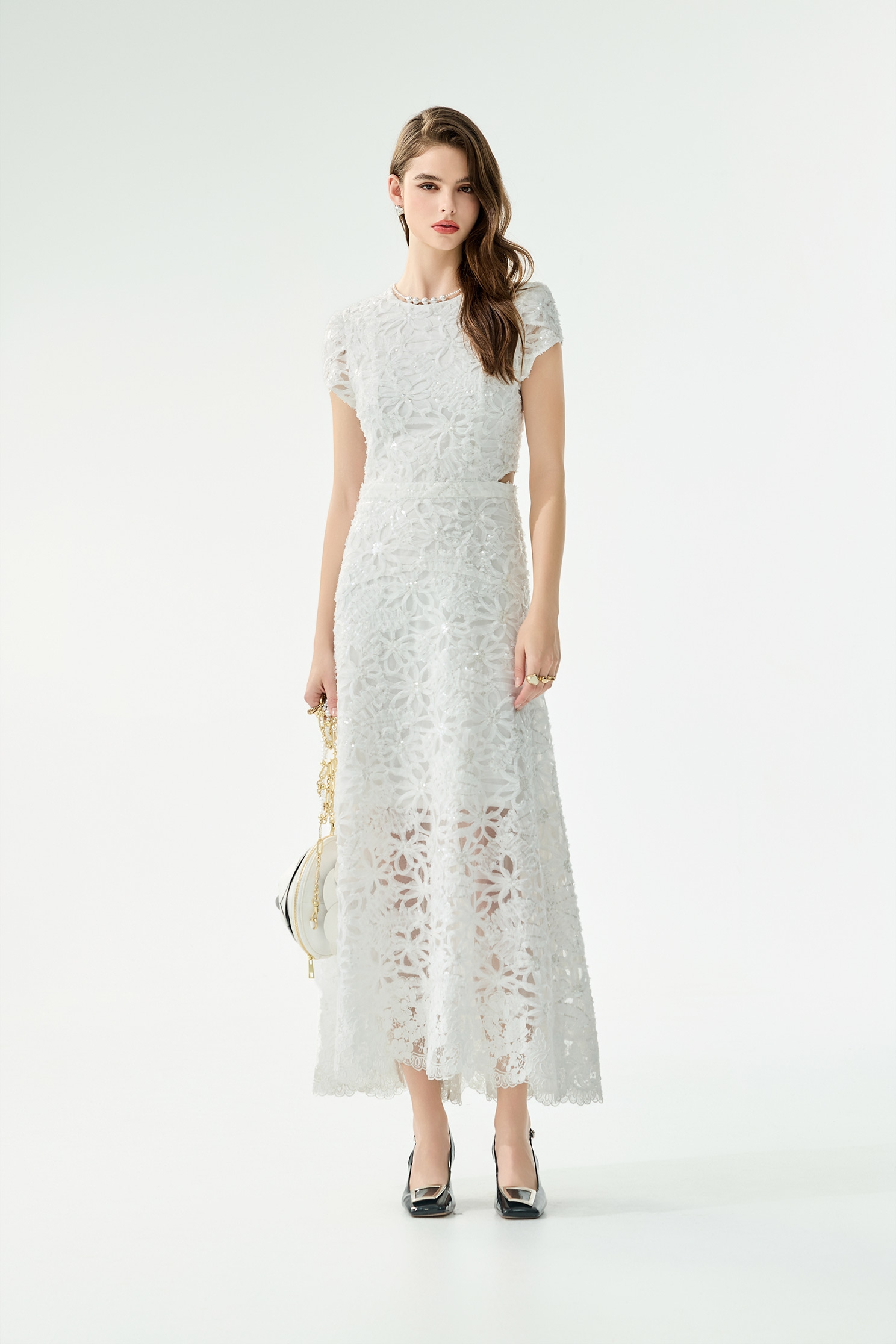 Short Sleeve Floral Lace Maxi DressShort Sleeve Floral Lace Maxi Dress,Dresses,Season (SS) Look,White dresses,Lace
