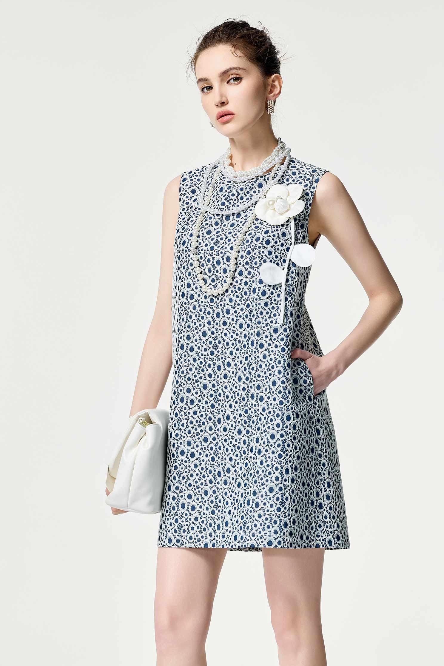 Hollow Out Embroidery Lace Sleeveless DressHollow Out Embroidery Lace Sleeveless Dress,Dresses,Lace dresses,Season (SS) Look,Denim,blossoms,Lace,Lace dresses