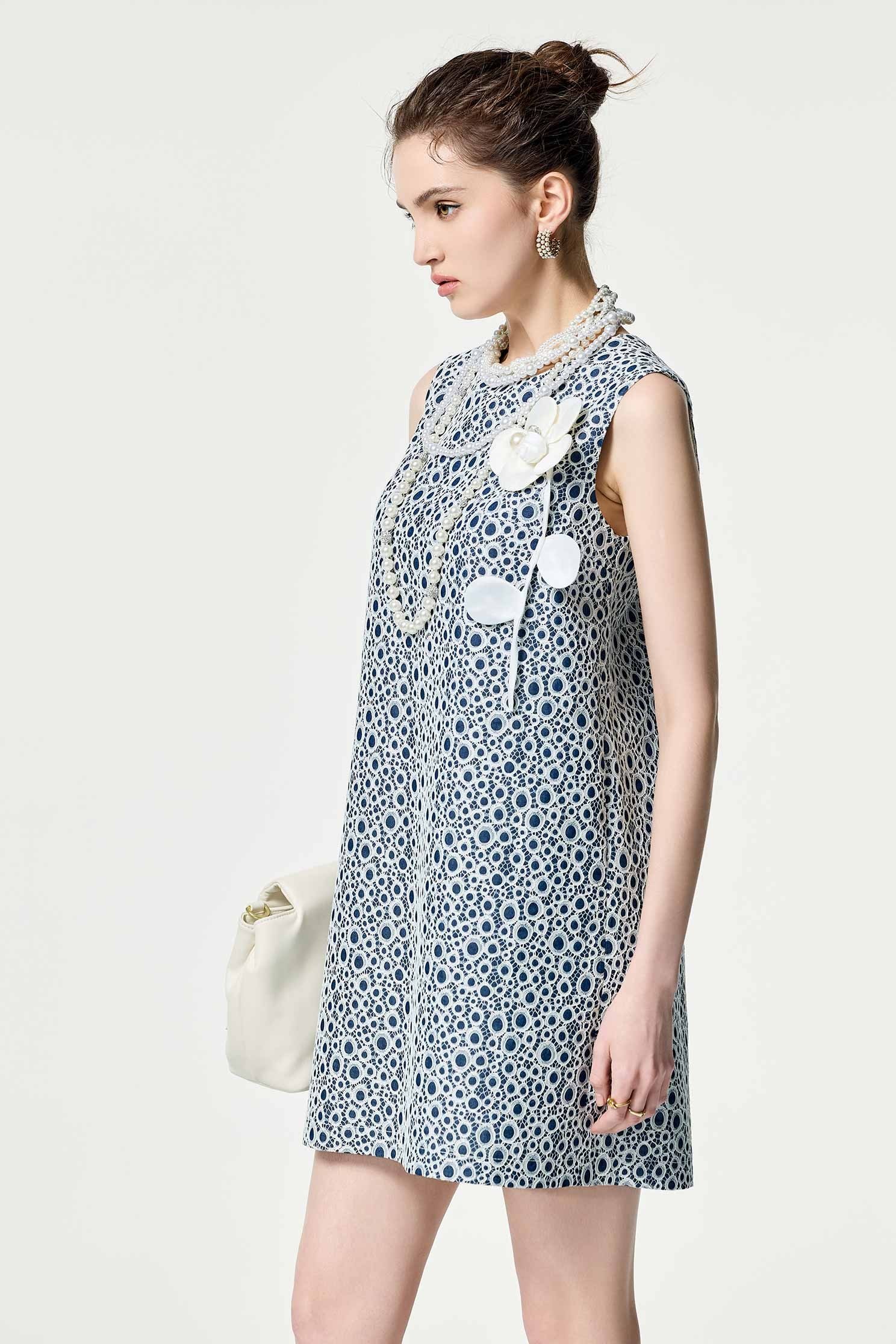 Hollow Out Embroidery Lace Sleeveless DressHollow Out Embroidery Lace Sleeveless Dress,Dresses,Lace dresses,Season (SS) Look,Denim,blossoms,Lace,Lace dresses