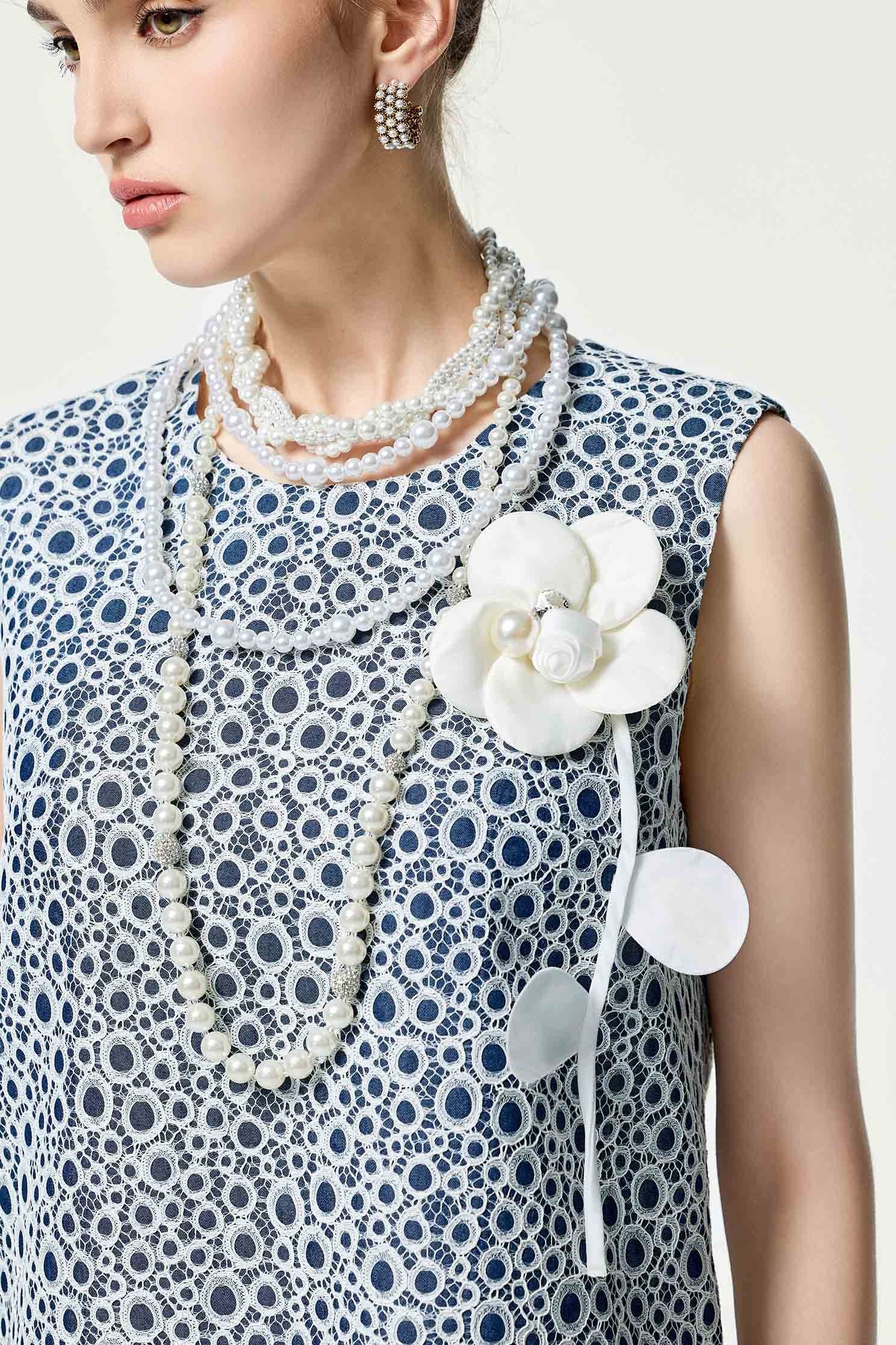 Hollow Out Embroidery Lace Sleeveless DressHollow Out Embroidery Lace Sleeveless Dress,Dresses,Lace dresses,Season (SS) Look,Denim,blossoms,Lace,Lace dresses