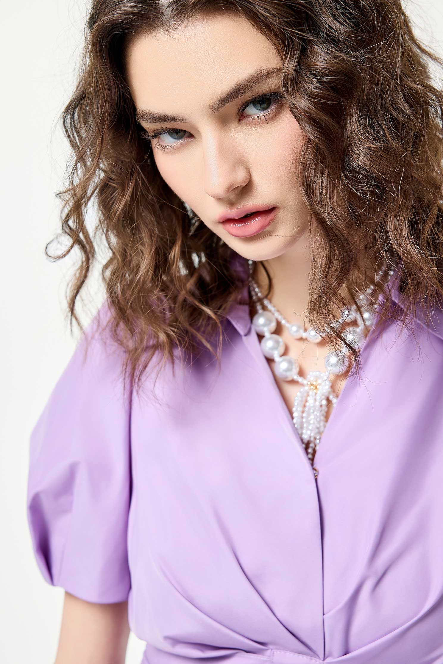 Puff Sleeve Purple Short DressPuff Sleeve Purple Short Dress,Dresses,Season (SS) Look