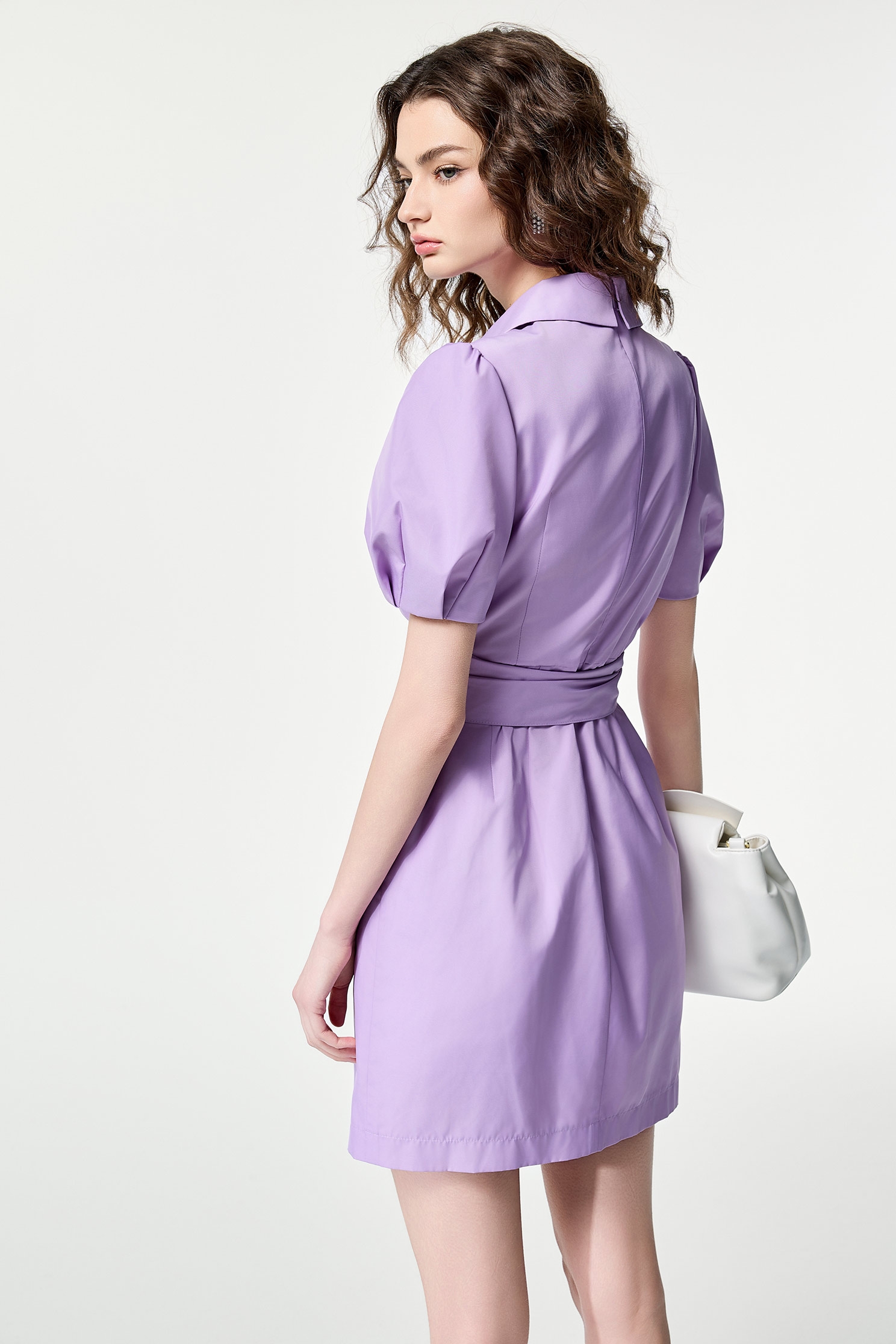 Puff Sleeve Purple Short DressPuff Sleeve Purple Short Dress,Dresses,Season (SS) Look