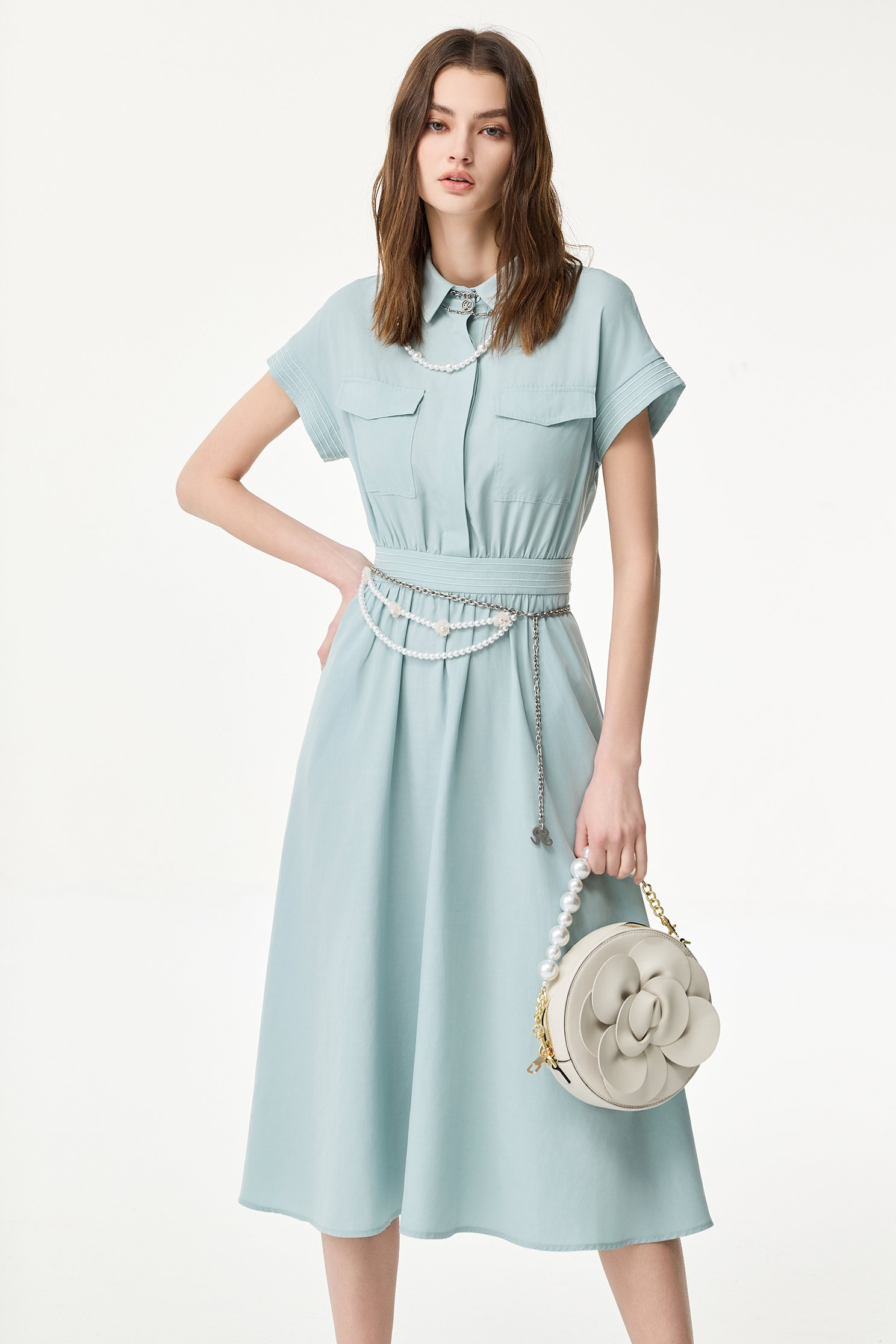 Short Sleeve Midi Shirt DressShort Sleeve Midi Shirt Dress,Dresses,Casual dresses,Season (SS) Look,Blouses,upperclass,Urban Fashion