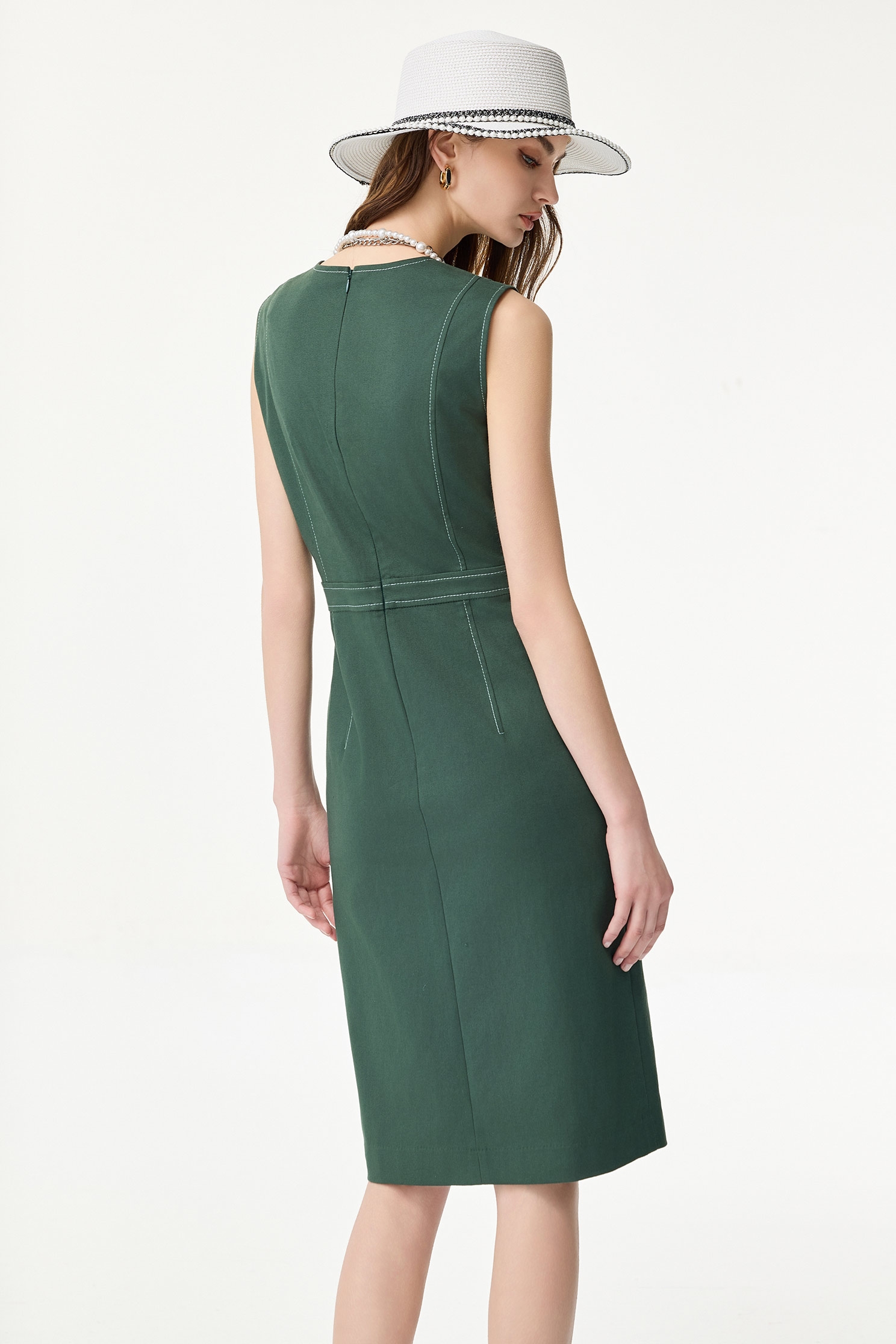 Asymmetric Sleeveless Dress With Stitching DetailAsymmetric Sleeveless Dress With Stitching Detail,Dresses,Season (SS) Look,Denim,sleeveless tops,upperclass,Urban Fashion