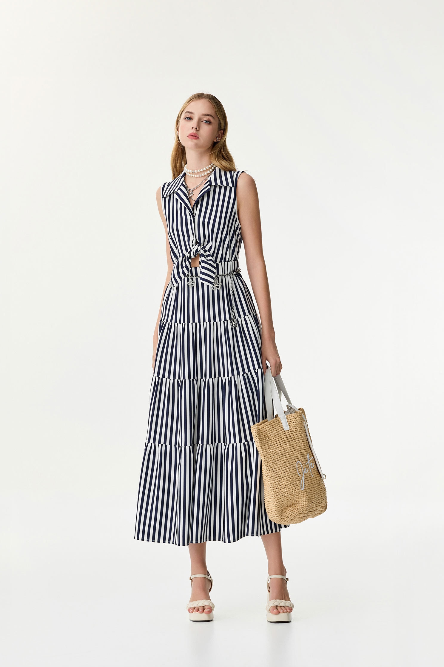 Front Knot Navy Stripe Maxi DresssFront Knot Navy Stripe Maxi Dresss,Dresses,Season (SS) Look,co-ord sets,Stripe