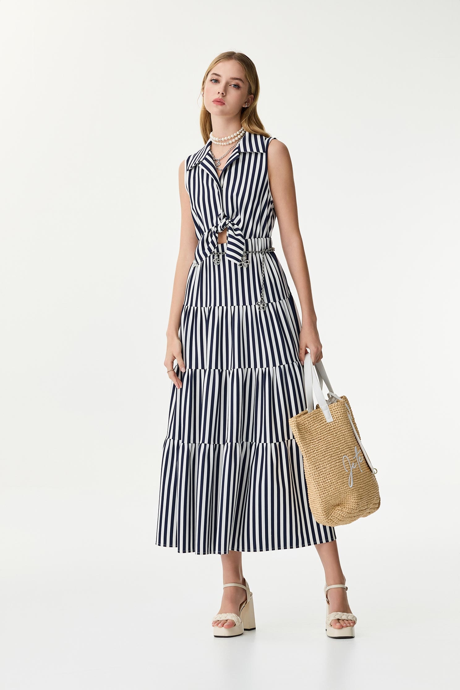 Front Knot Navy Stripe Maxi DresssFront Knot Navy Stripe Maxi Dresss,Dresses,Season (SS) Look,co-ord sets,Stripe