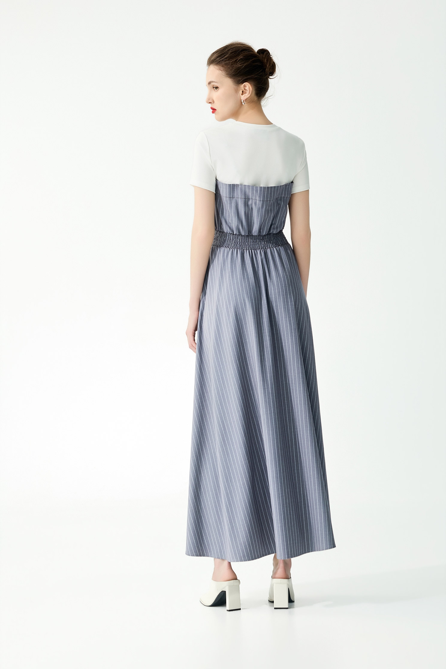 Pinstripe Contrast Tee Maxi DressPinstripe Contrast Tee Maxi Dress,Dresses,Season (SS) Look,Stripe