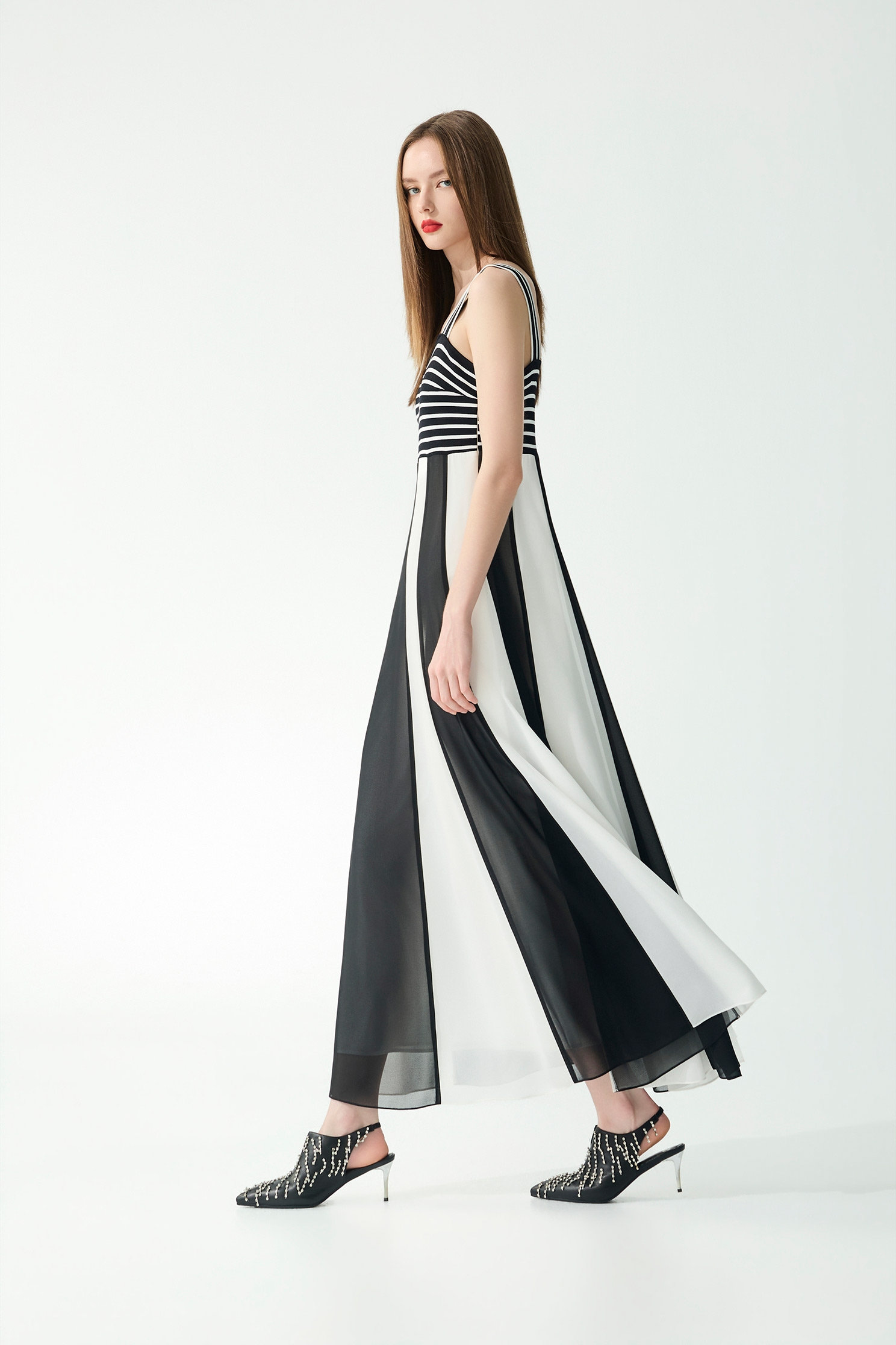 Classic Black White Stripe Maxi DressClassic Black White Stripe Maxi Dress,Dresses,Season (SS) Look,Stripe,Knitted,Chiffon,Black dresses