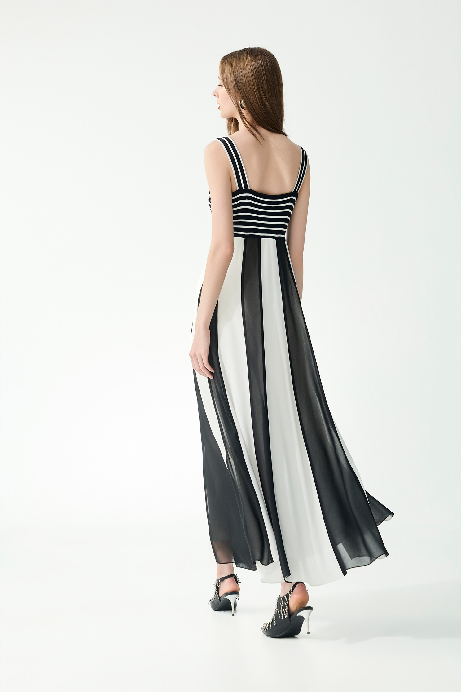 Classic Black White Stripe Maxi DressClassic Black White Stripe Maxi Dress,Dresses,Season (SS) Look,Stripe,Knitted,Chiffon,Black dresses