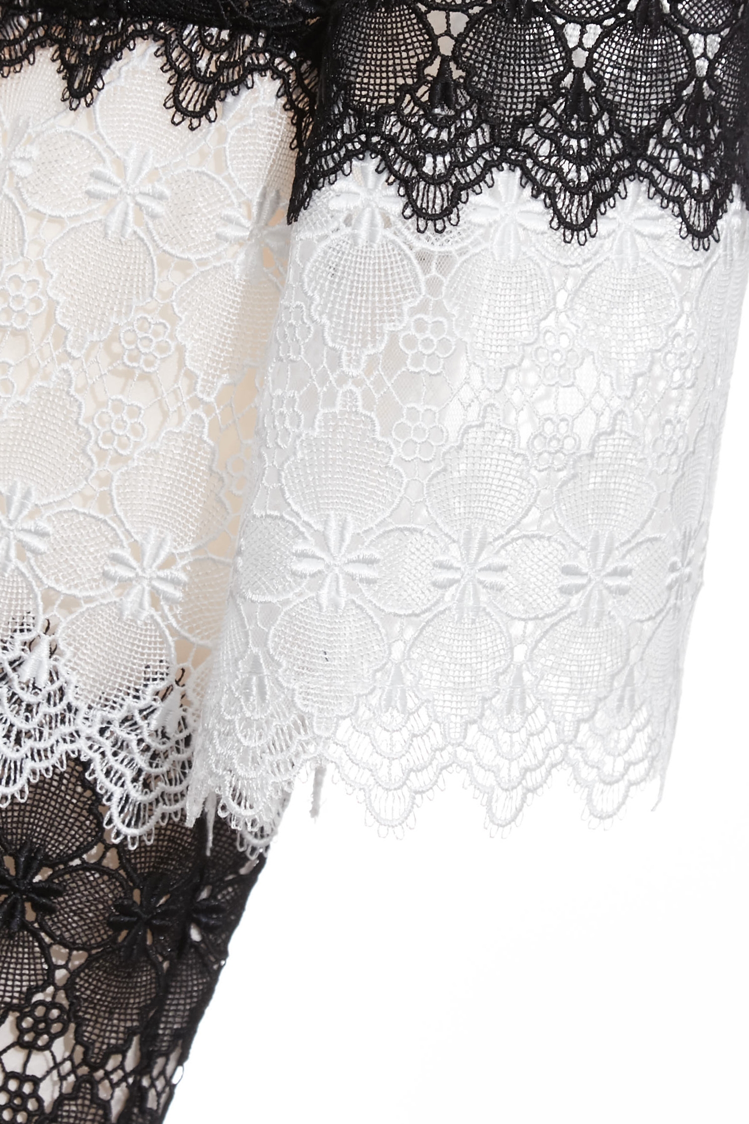 Black White Contrast Lace Midi DressBlack White Contrast Lace Midi Dress,Dresses,Season (SS) Look,White dresses,Lace